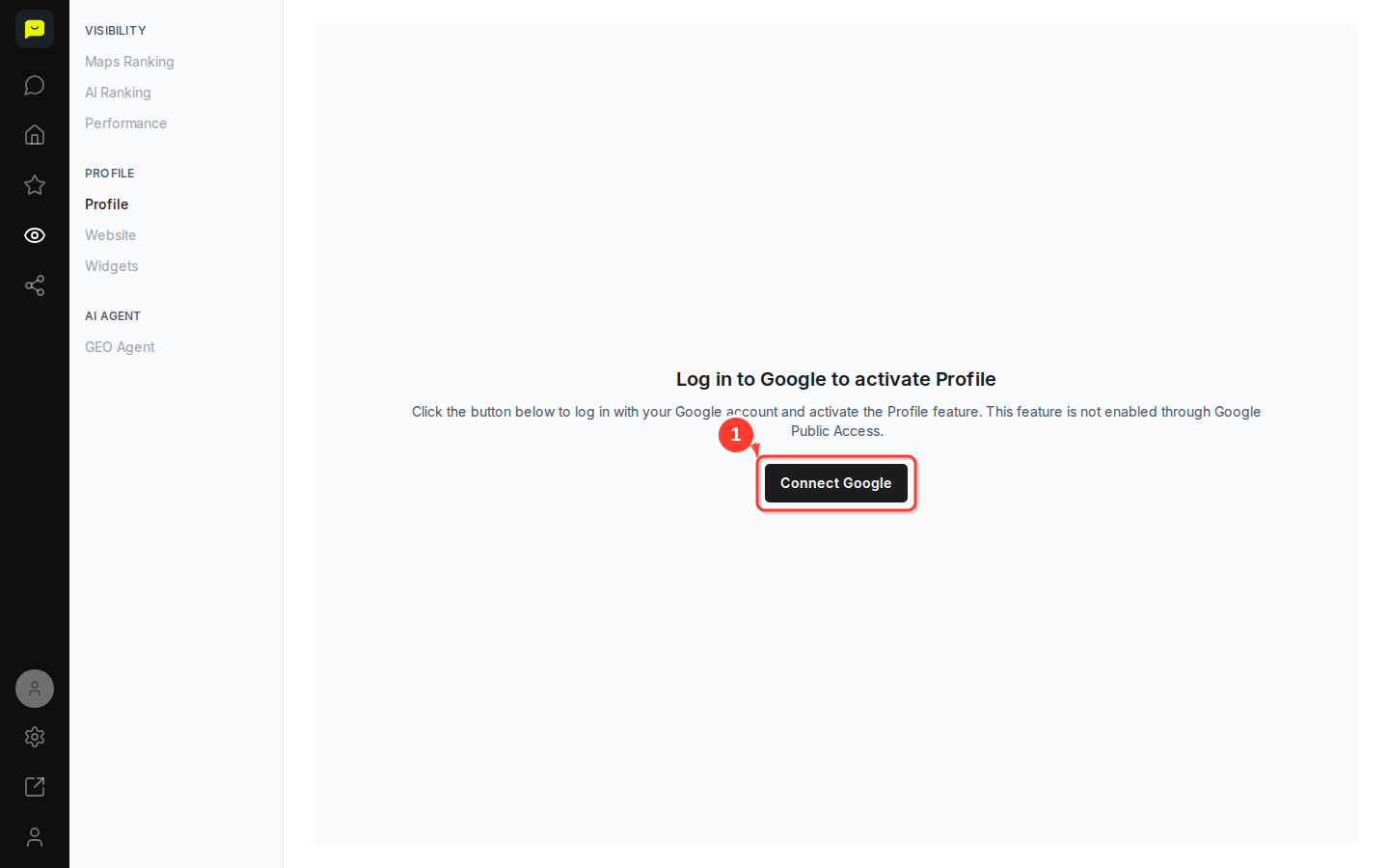 The Profile page under Visibility in Praising