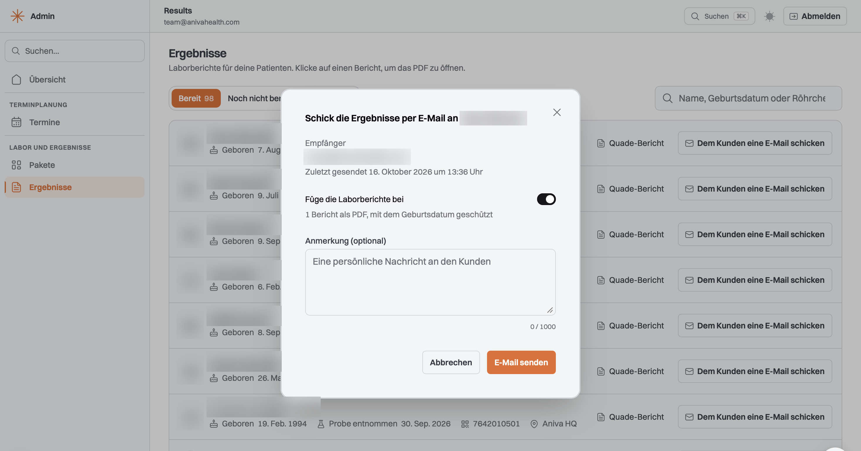 Email the customer
