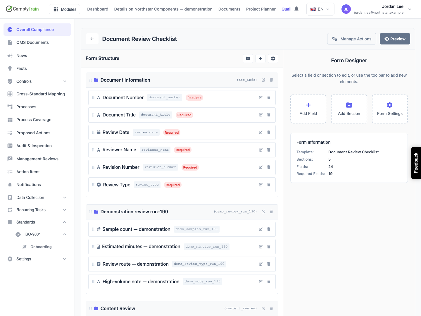 Verify the final definition Inspect the remaining questions and sections after removing the temporary maintenance examples.