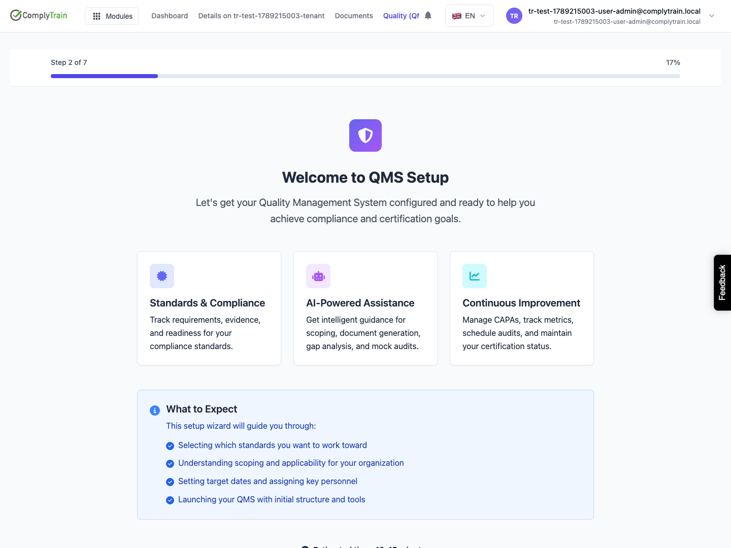 Understand the manual setup journey The welcome introduces the work covered by the manual setup sequence.