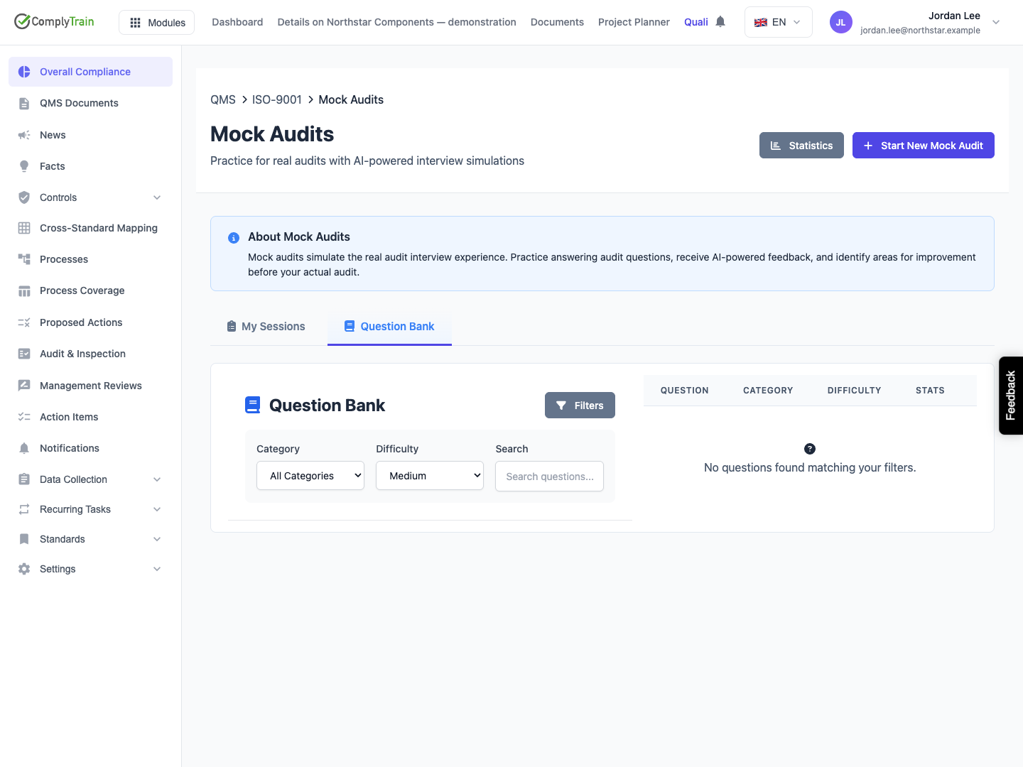 Distinguish a failed request from an empty bank The Medium filter triggered a server error. The released UI conceals it behind No questions found matching your filters.