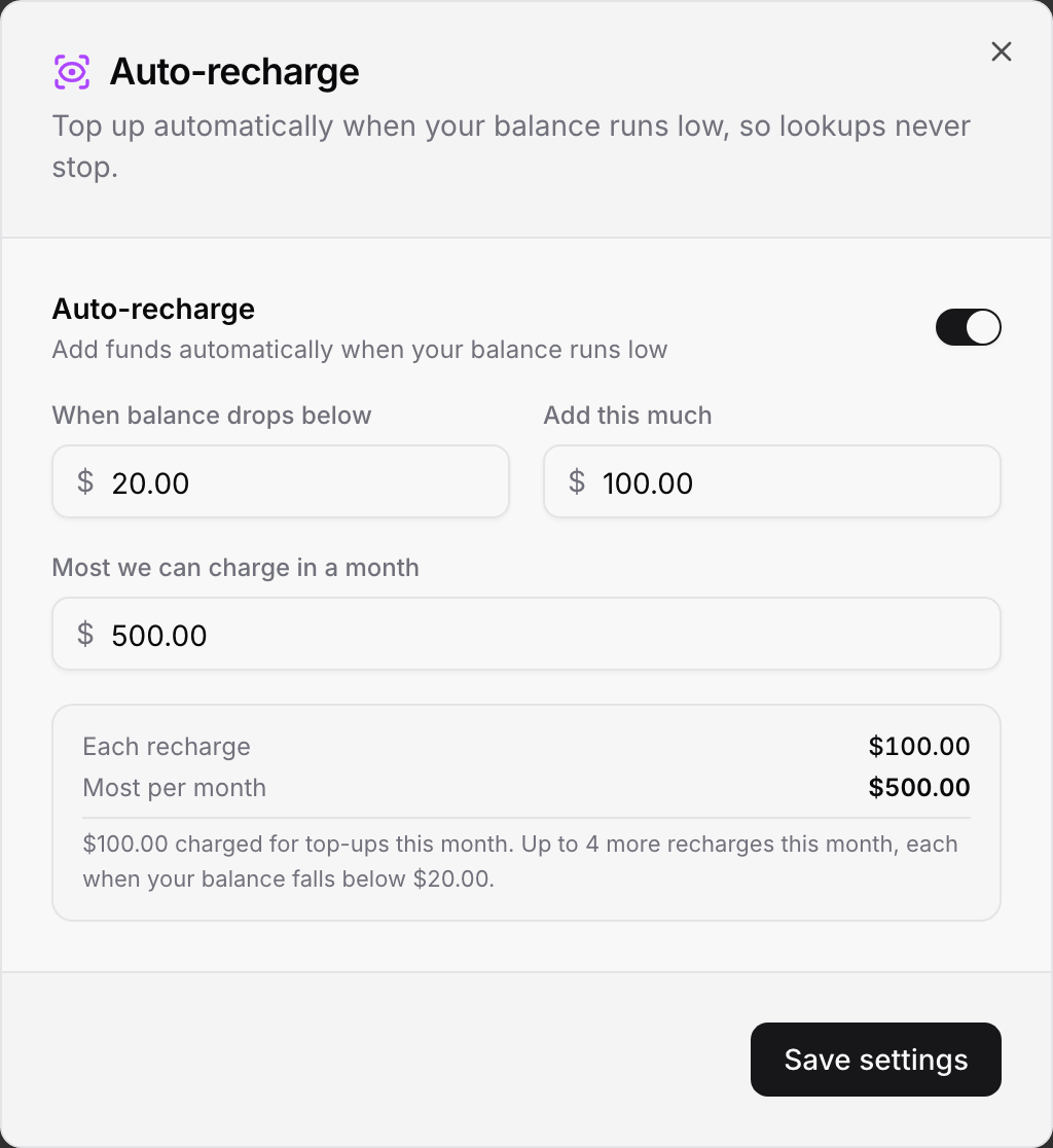 The Auto-recharge window