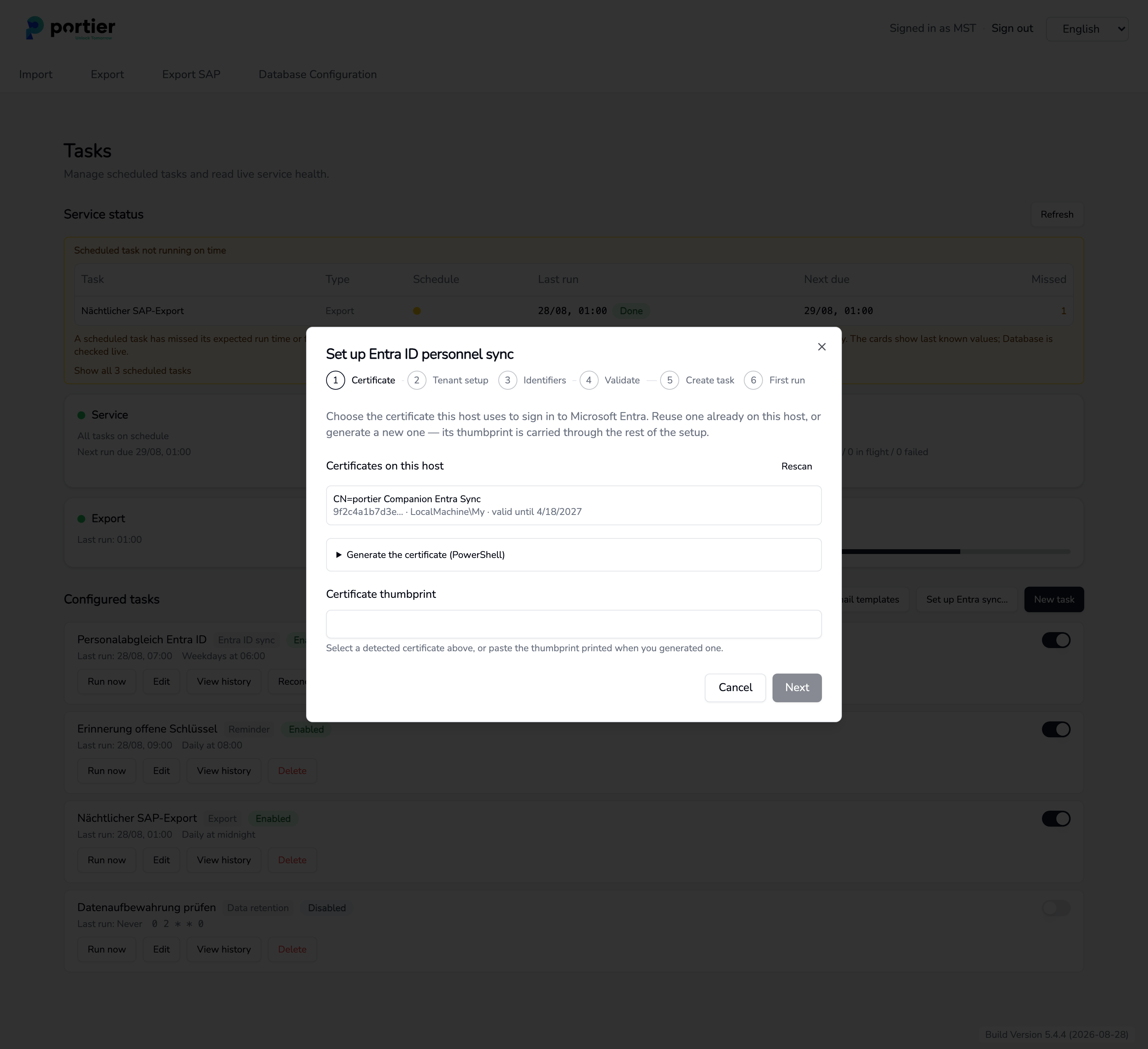 Step 1, the Companion scans the certificate store on this host