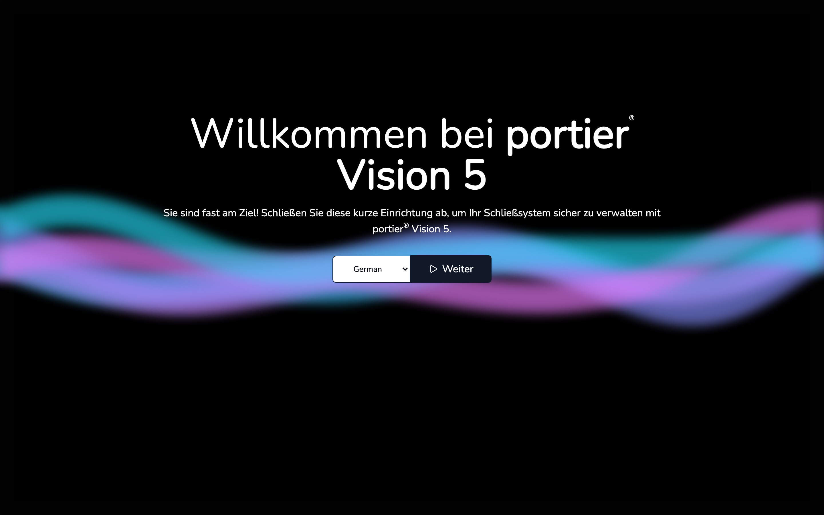 Der Willkommensbildschirm des Companion mit der Sprachauswahl.