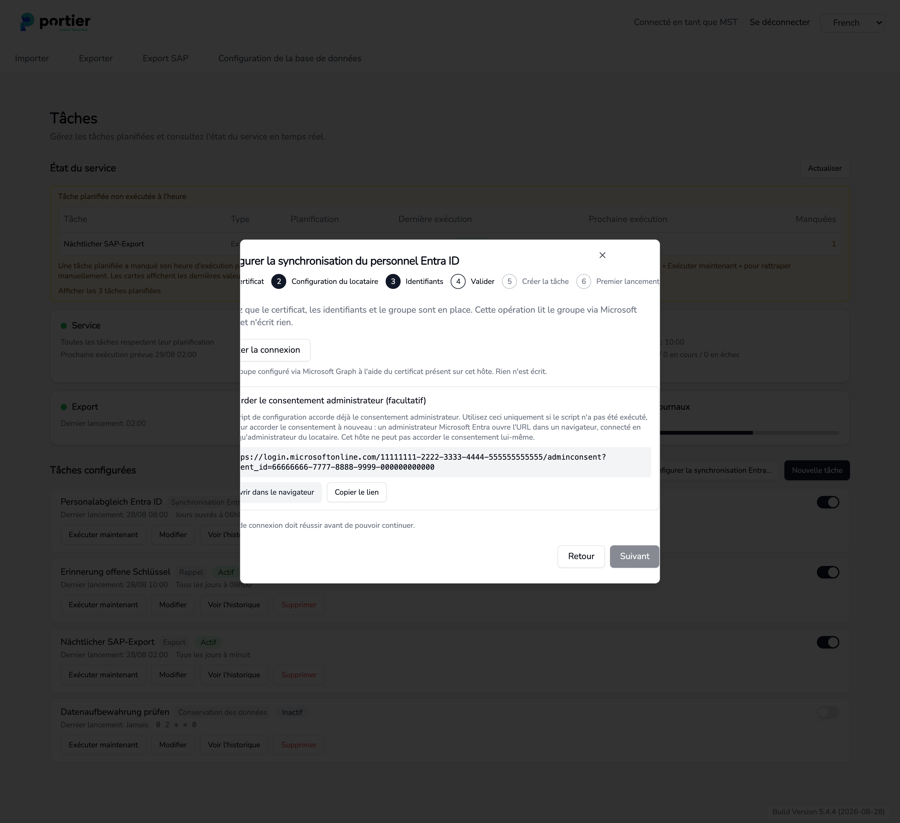 Étape 4, le test de connexion lit le groupe et n'écrit rien