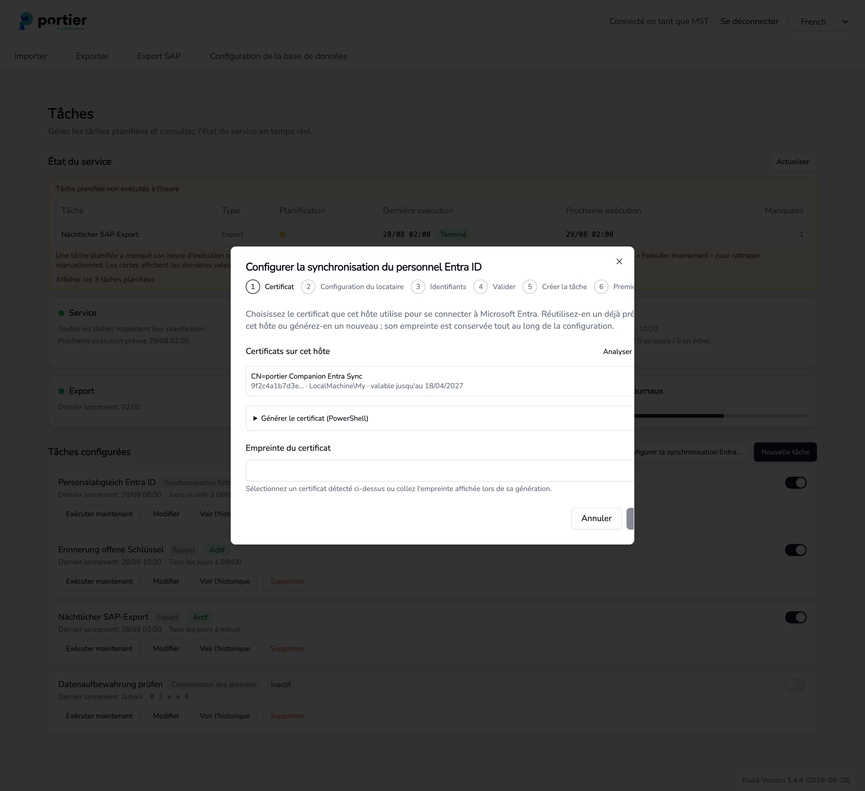 Étape 1, le Companion analyse le magasin de certificats de cet hôte