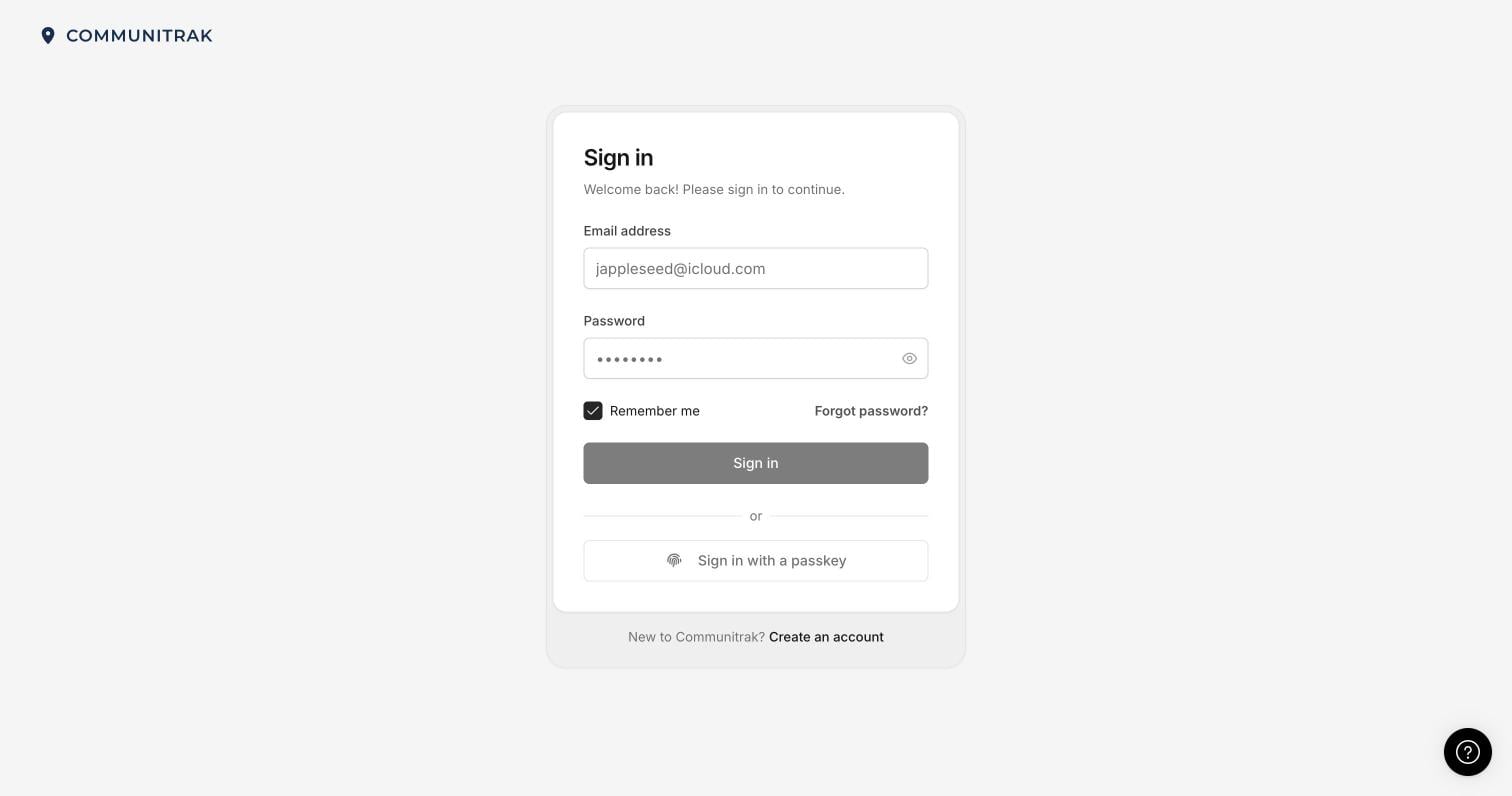 The Sign in page