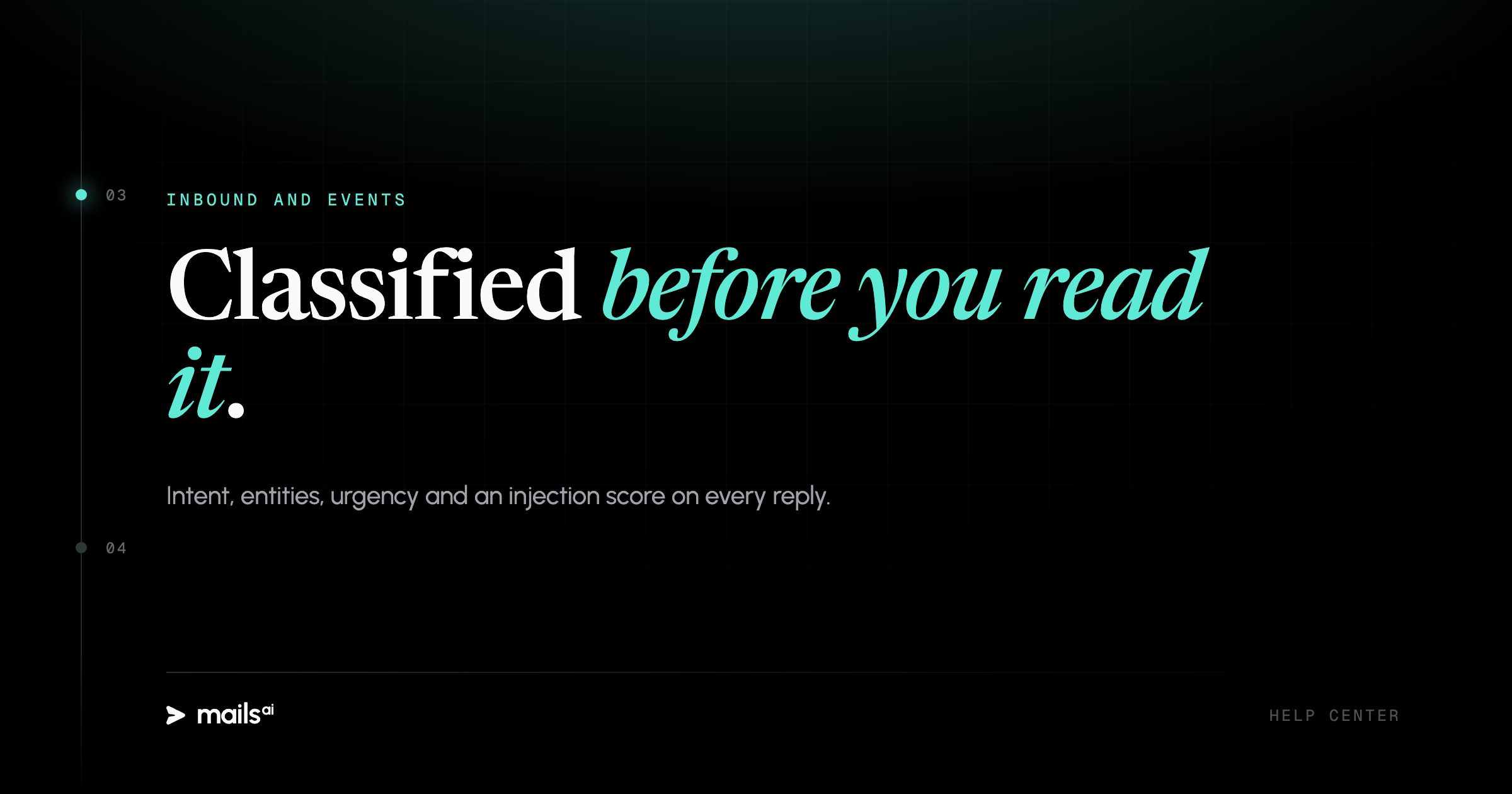 Mails.ai — Typed events: intent, entities, urgency