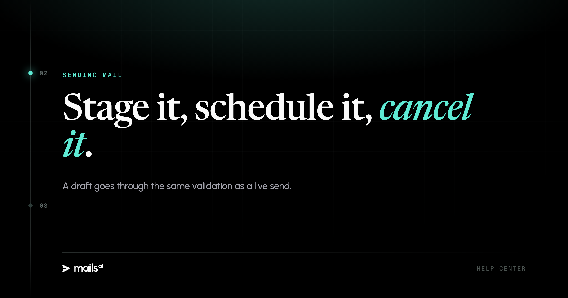 Mails.ai — Drafts, scheduled sends, and cancelling