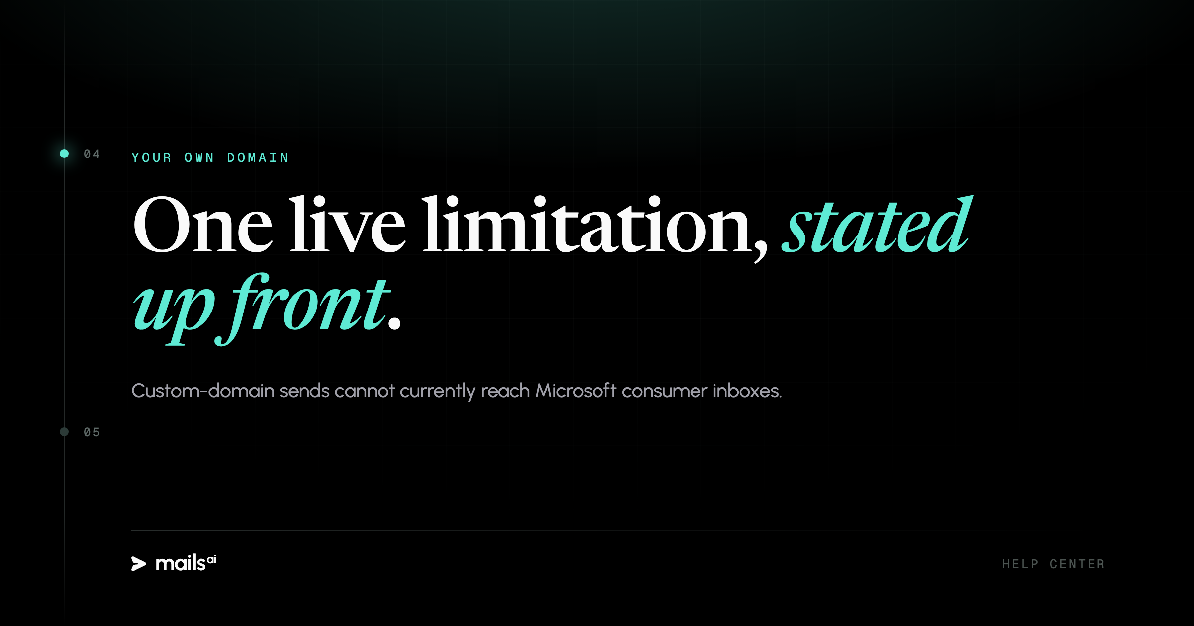 Mails.ai — Custom domains and Outlook or Hotmail