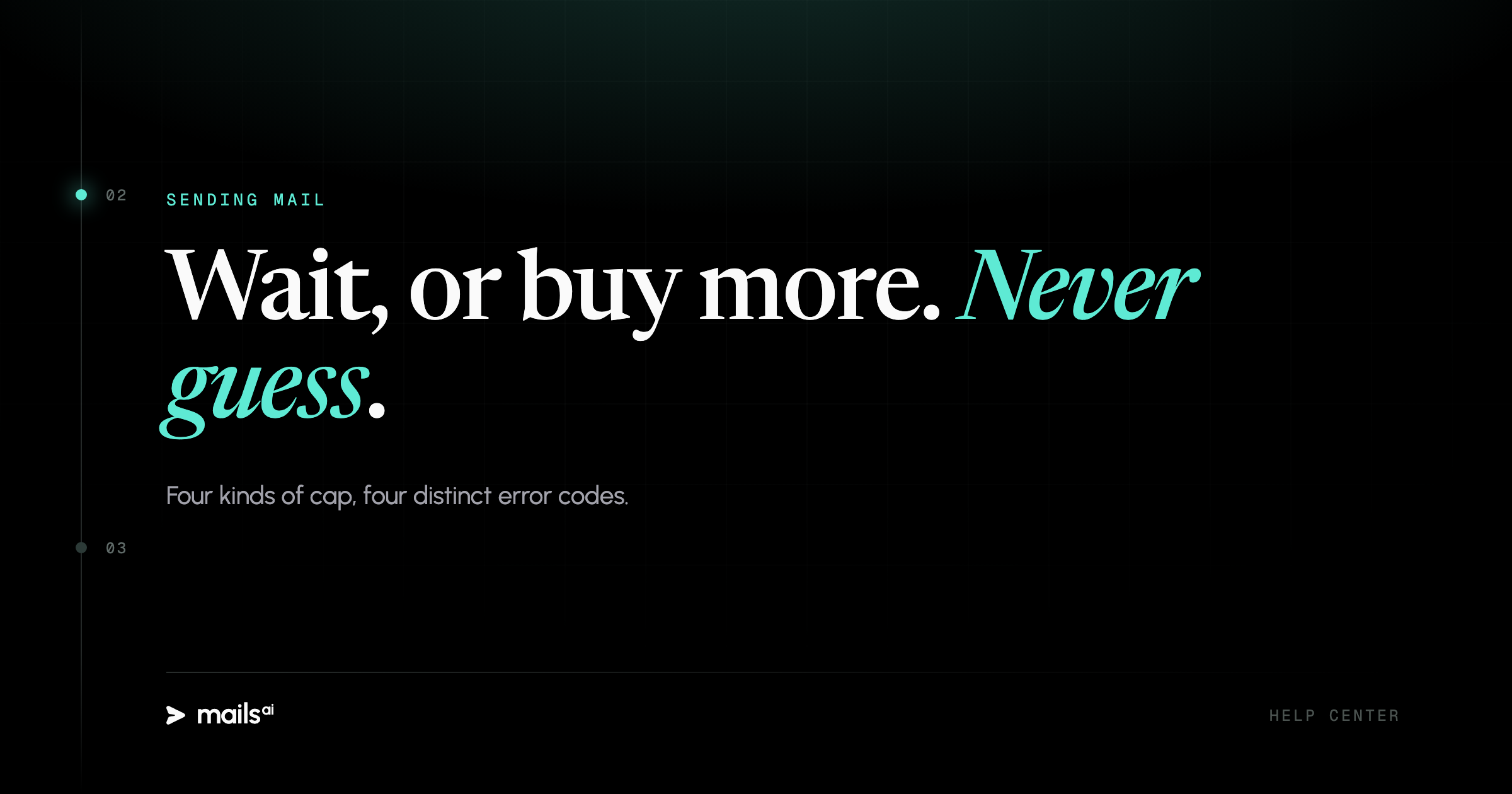 Mails.ai — Send limits, and the error codes behind them