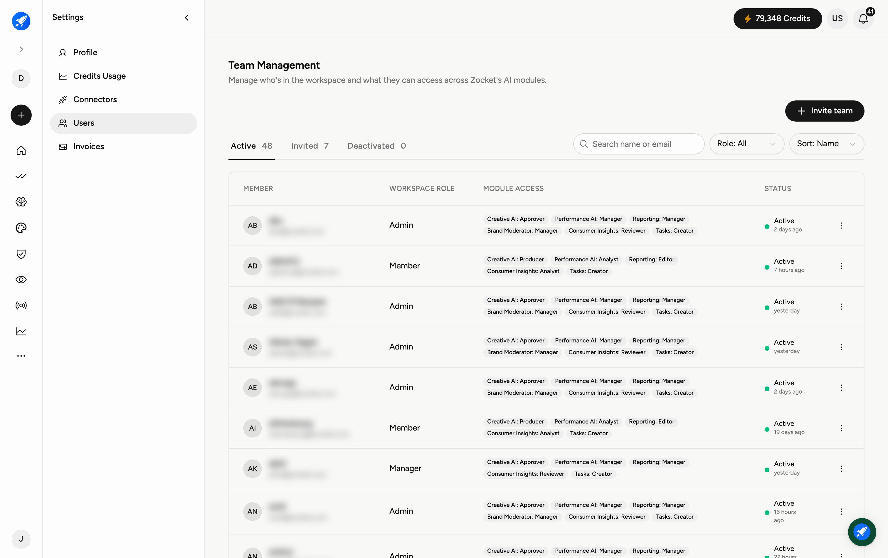 Settings: Team & Users Settings: Team & Users