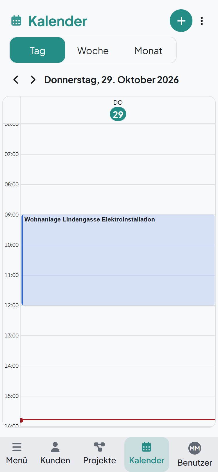 Day view of the calendar on a phone