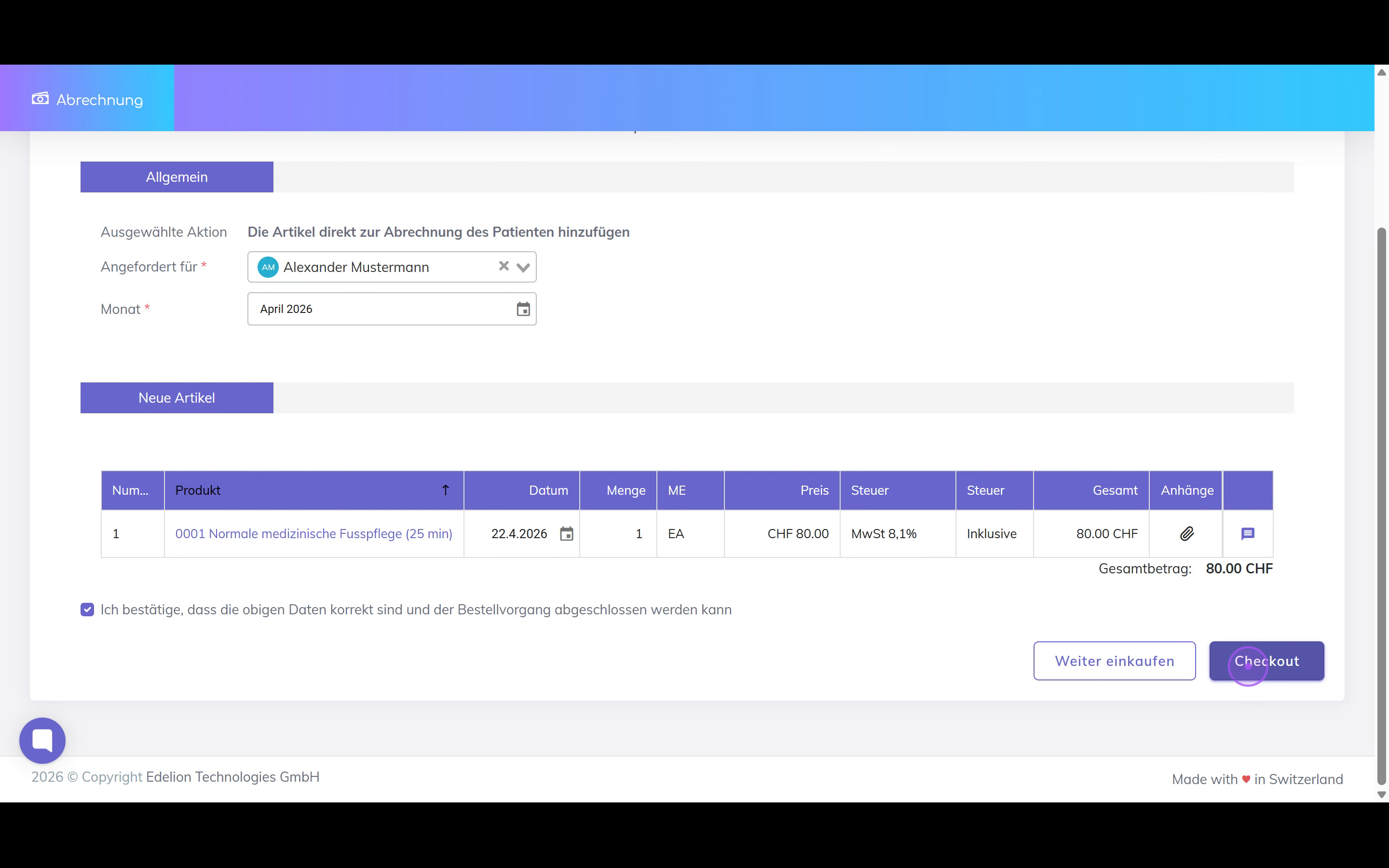 Checkout prüfen und abschließen