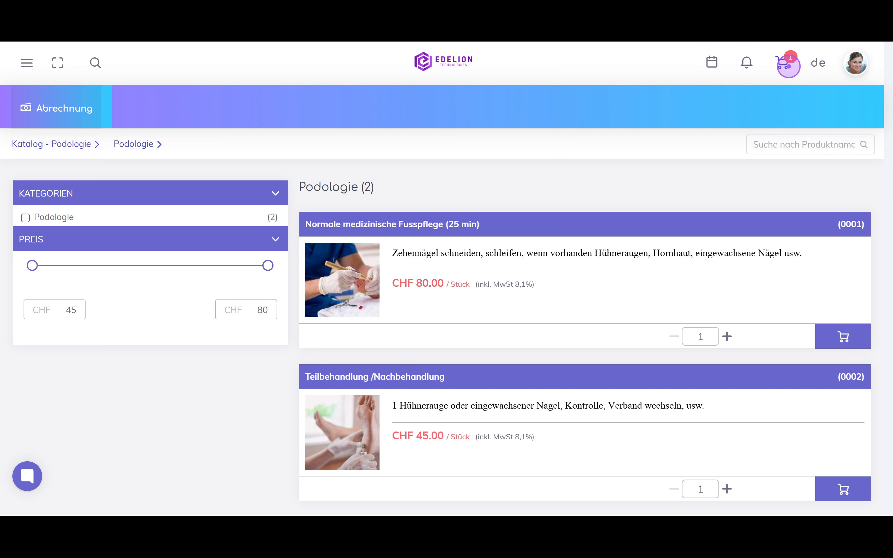 Den Warenkorb öffnen