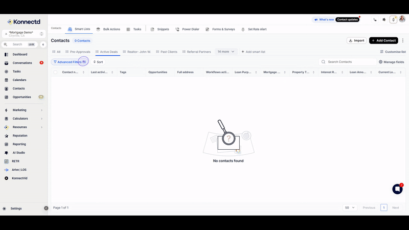 Filter contacts using Smart Lists