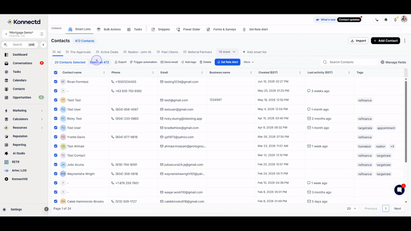 Select contacts in your list