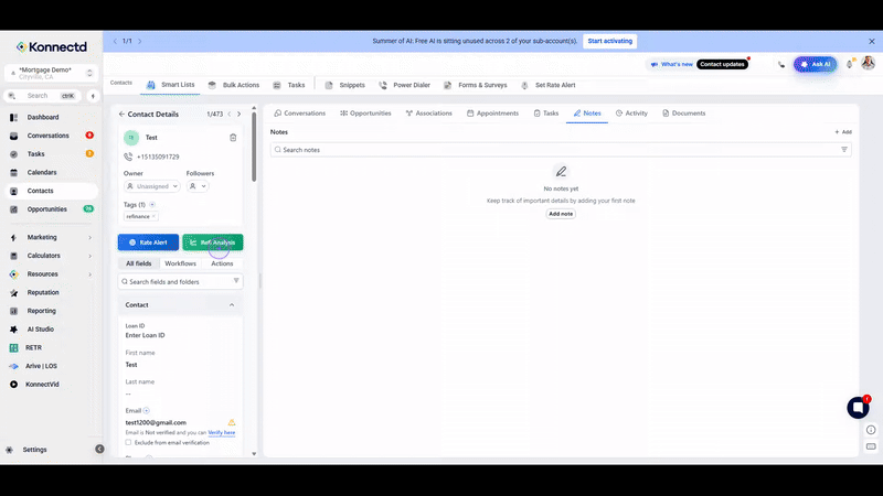 Open the Refinance Analysis tool
