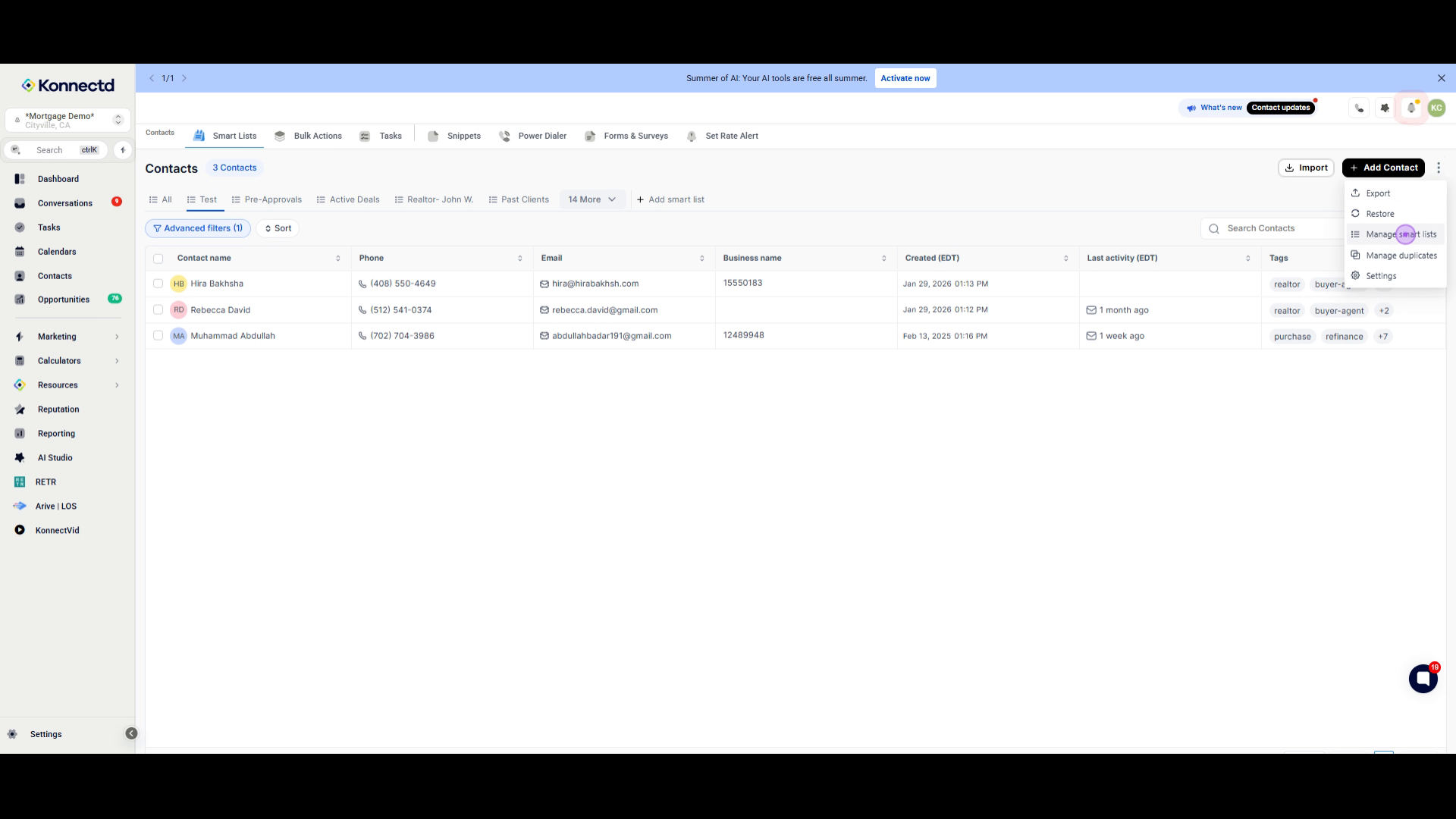 Access Manage Smart Lists