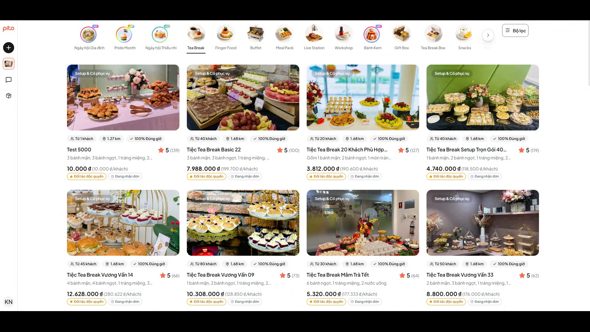 Chọn gói Catering