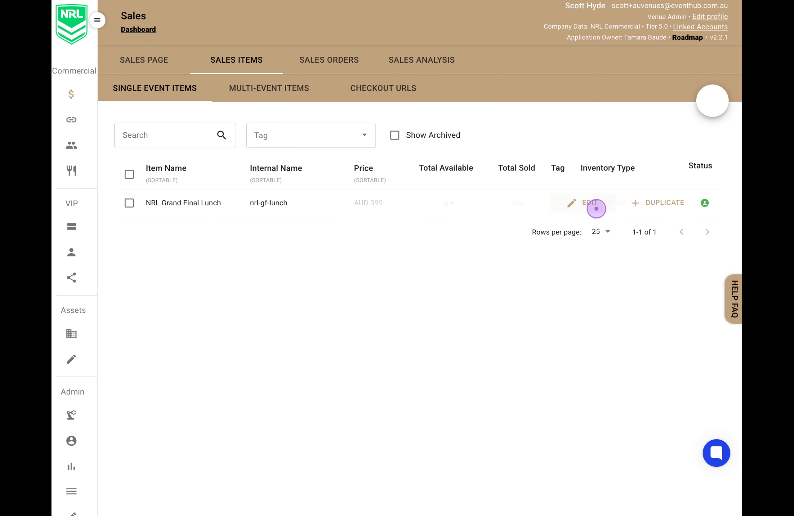 Navigate to Sales Items