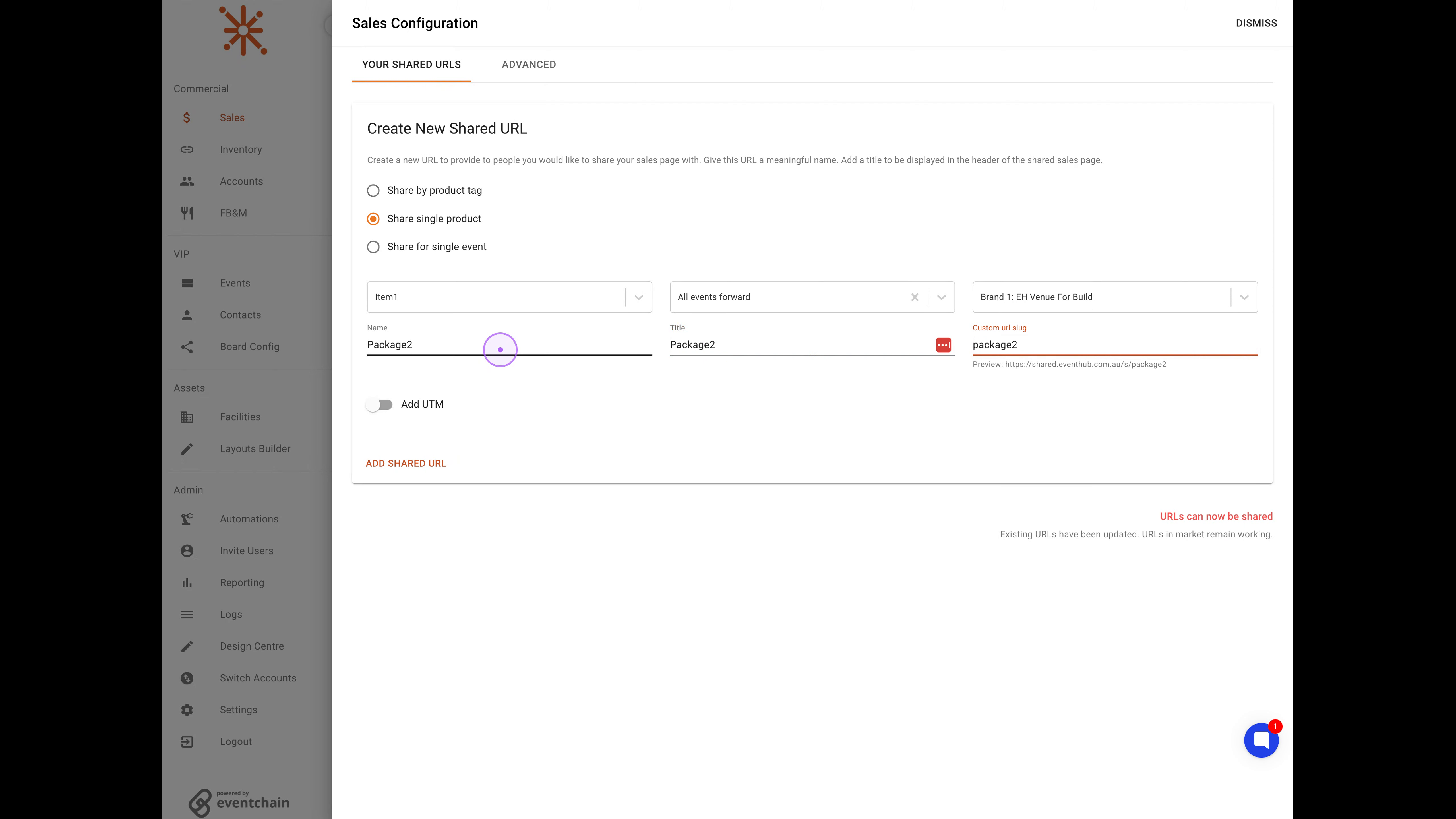 Fill in URL details