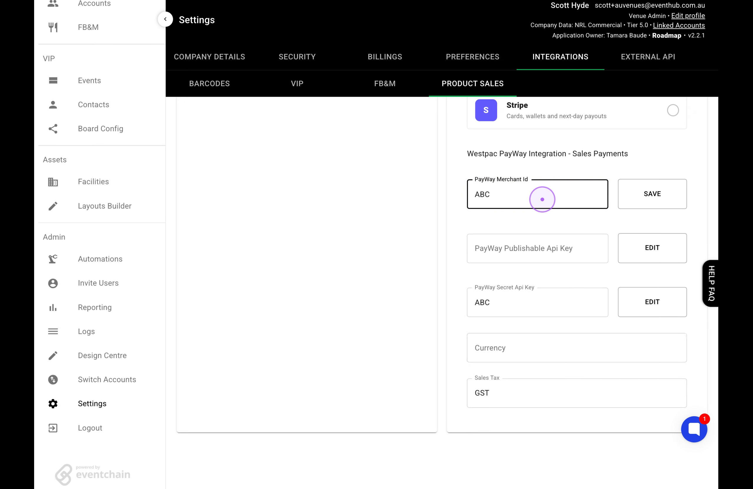 Configure PayWay Merchant ID