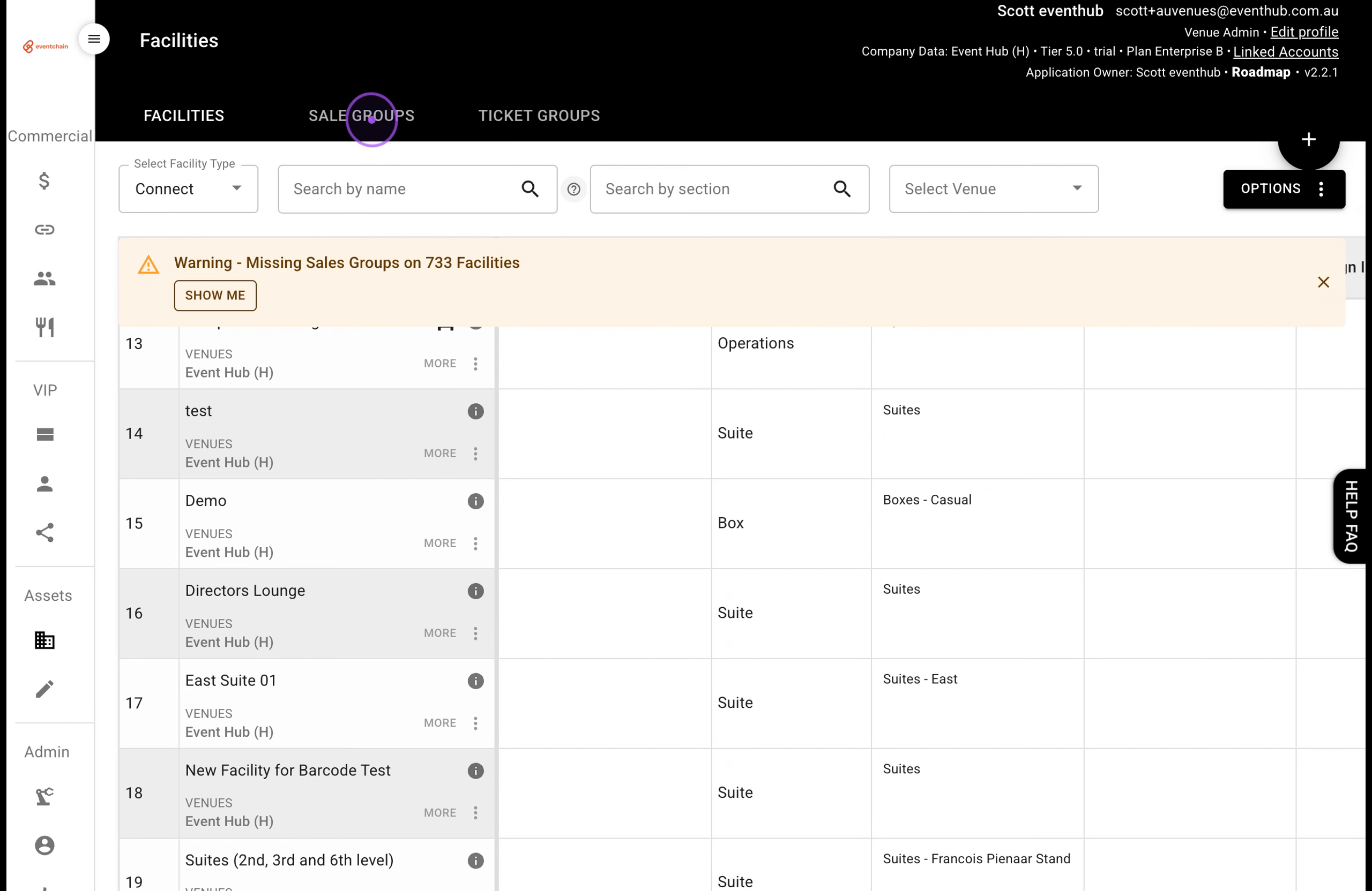 Open the Sale Groups page