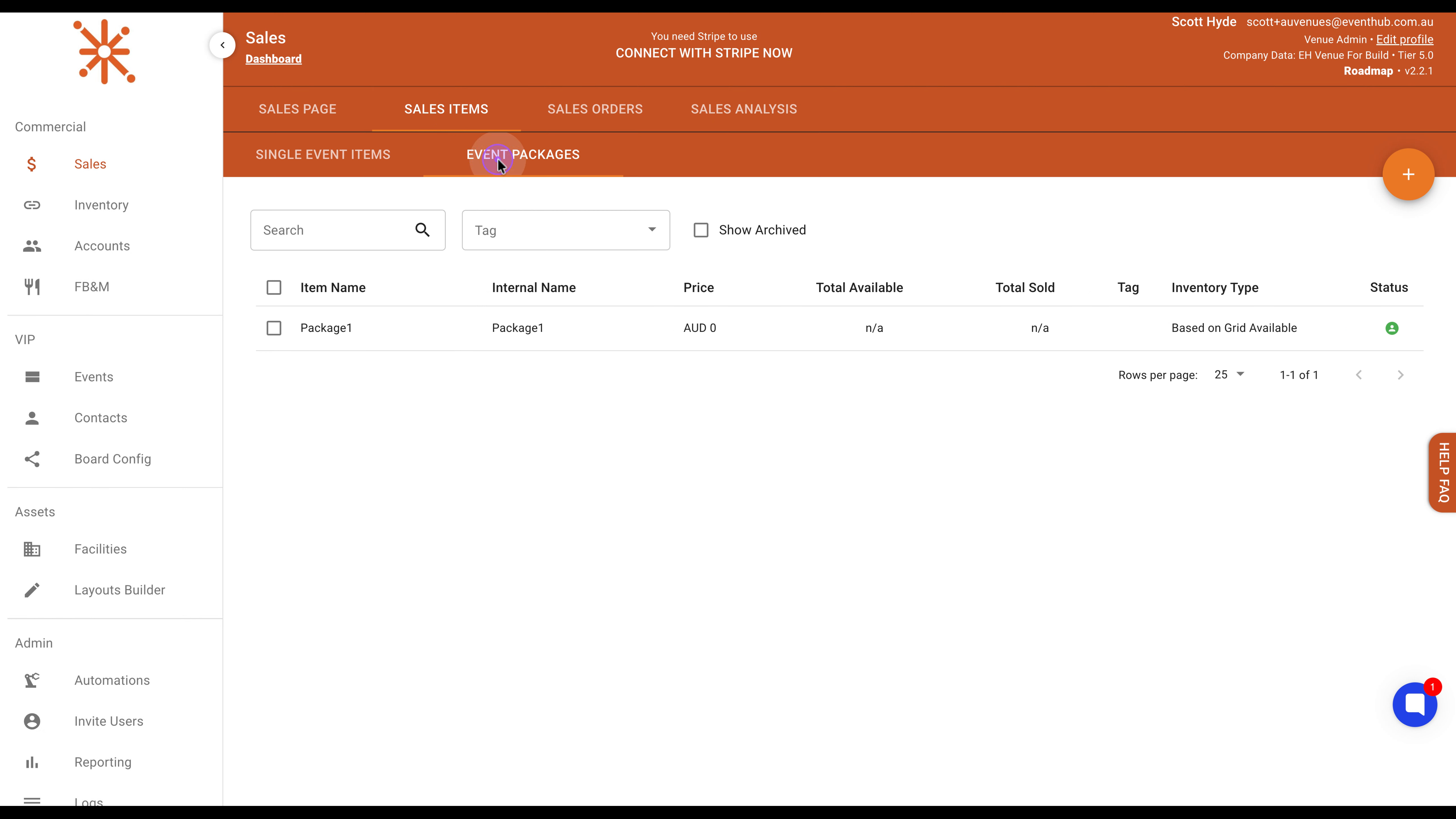 Navigate to Event Packages