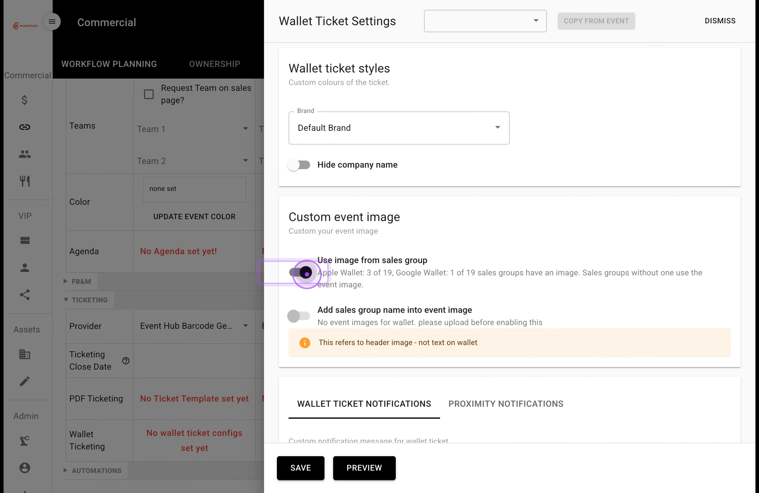 Enable "Use image from sales group"