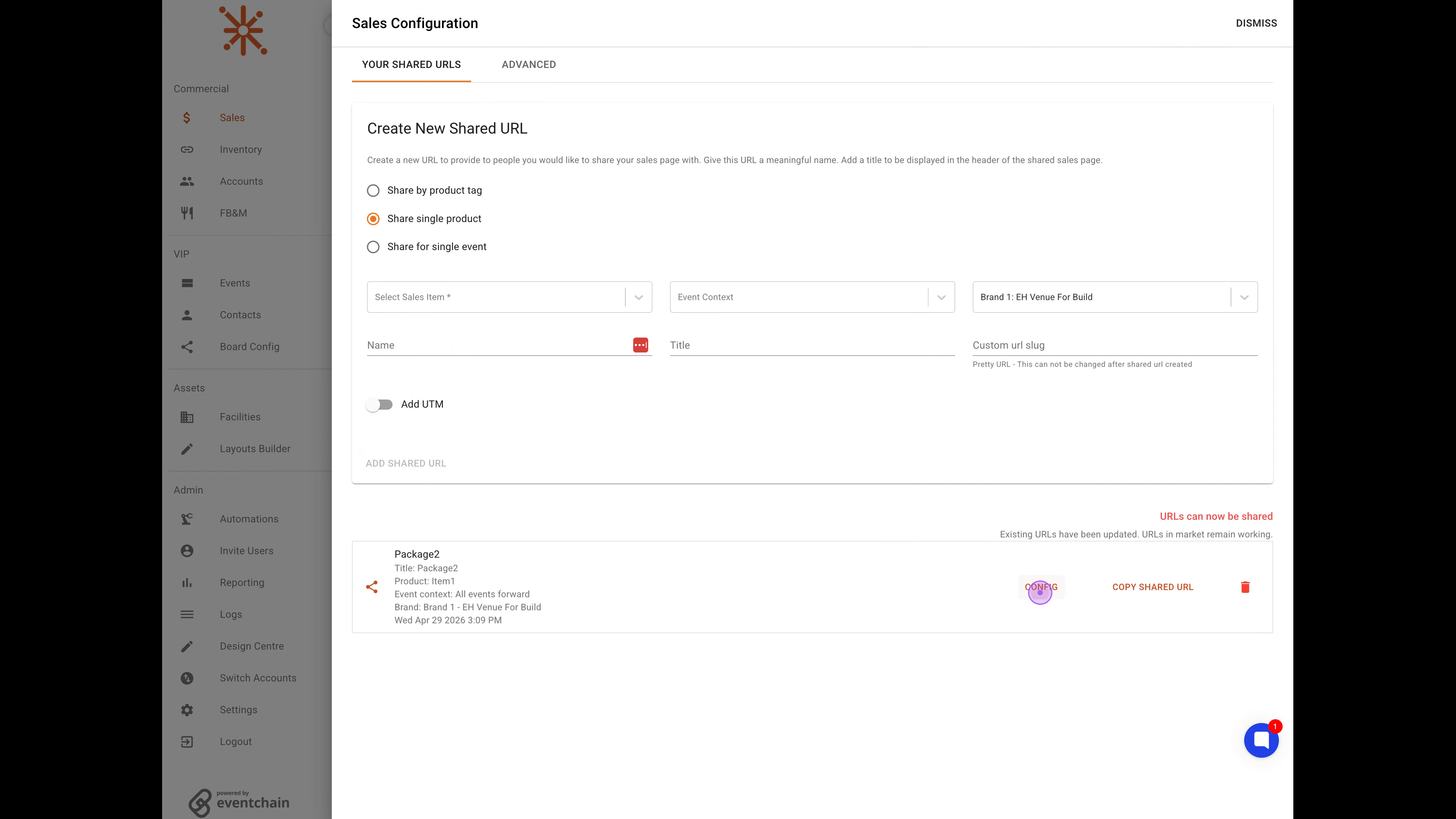 Open URL configuration