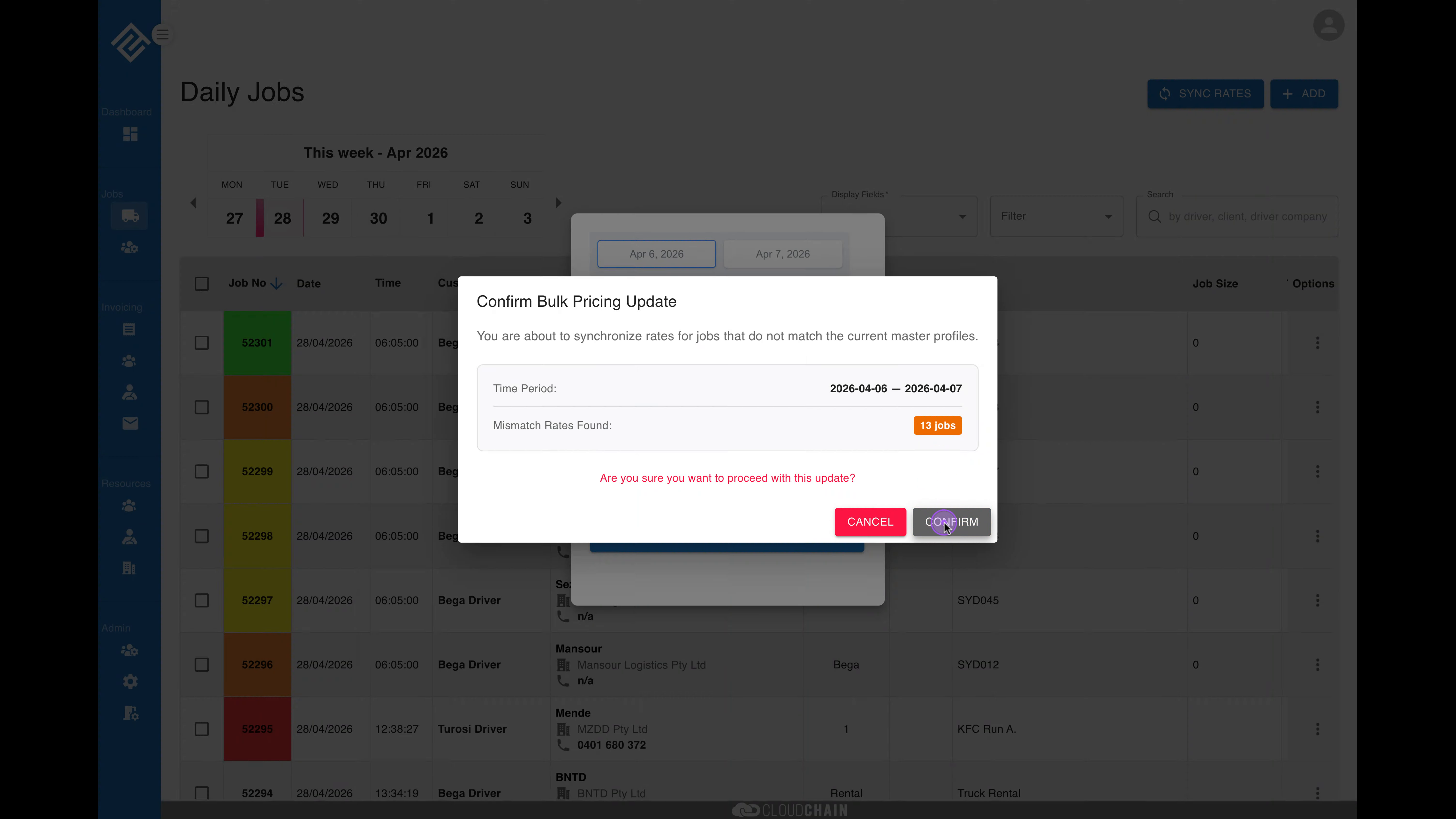 Confirm the bulk update