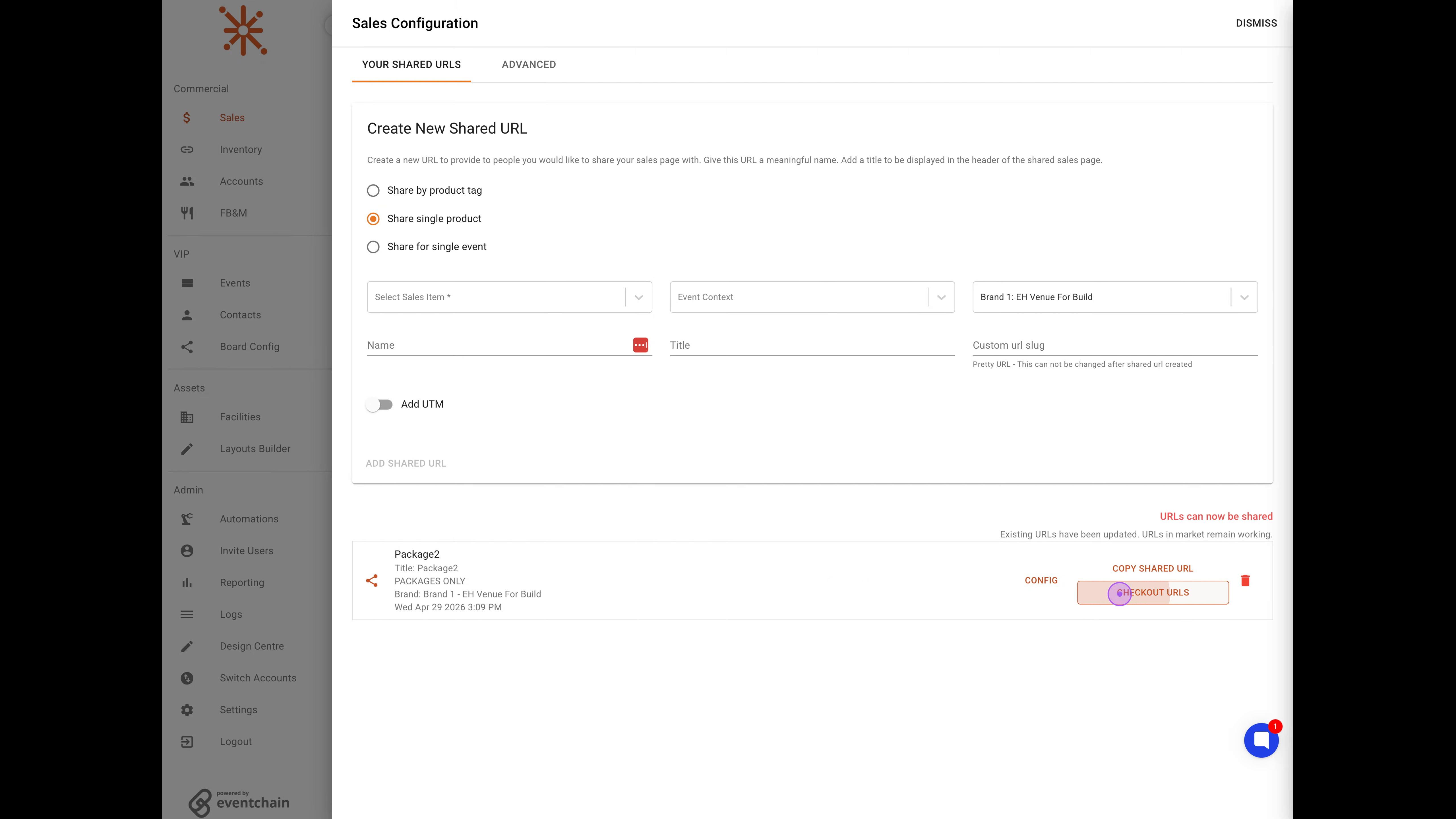 Access Checkout URLs