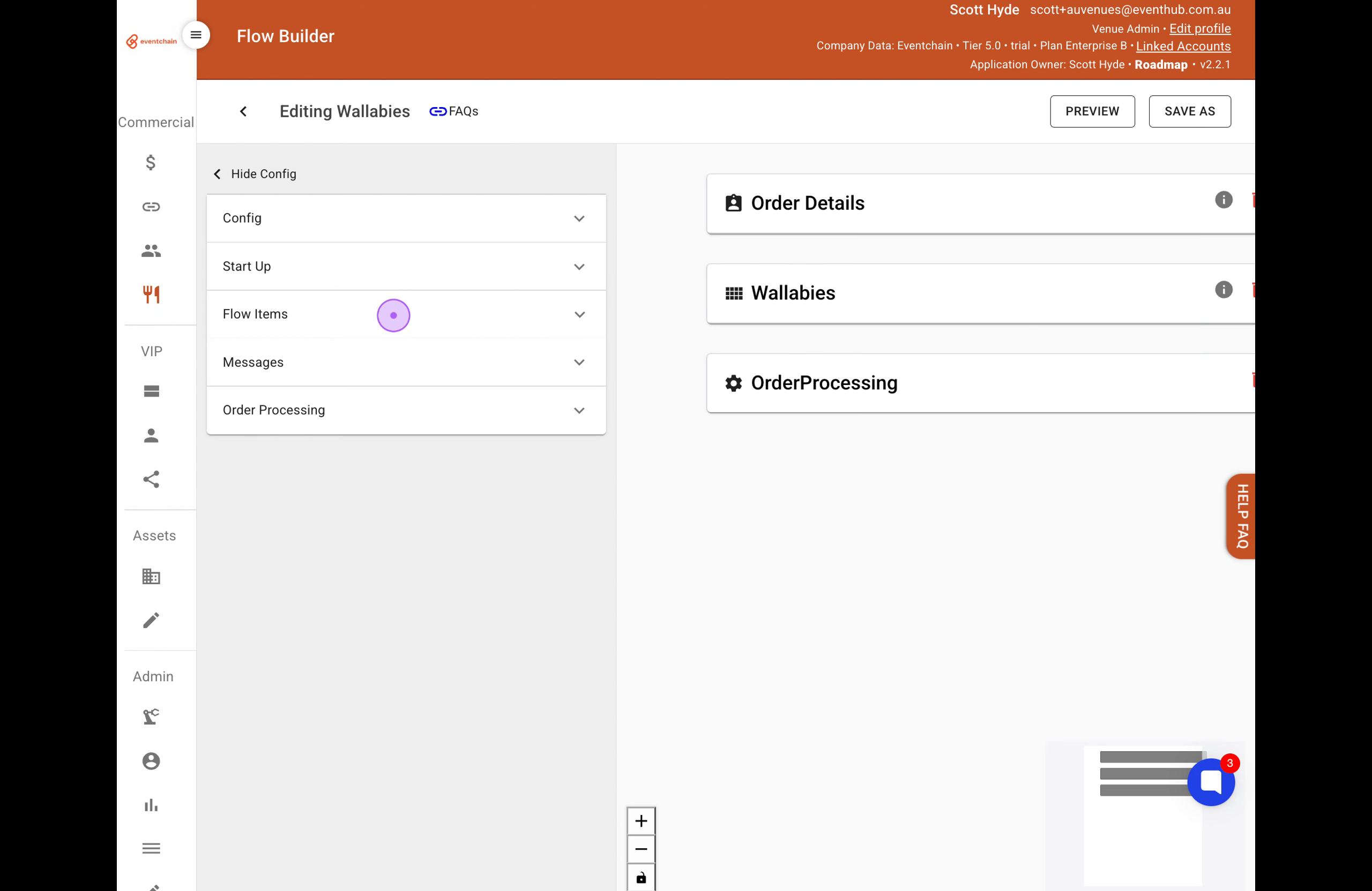 Expand Flow Items Section