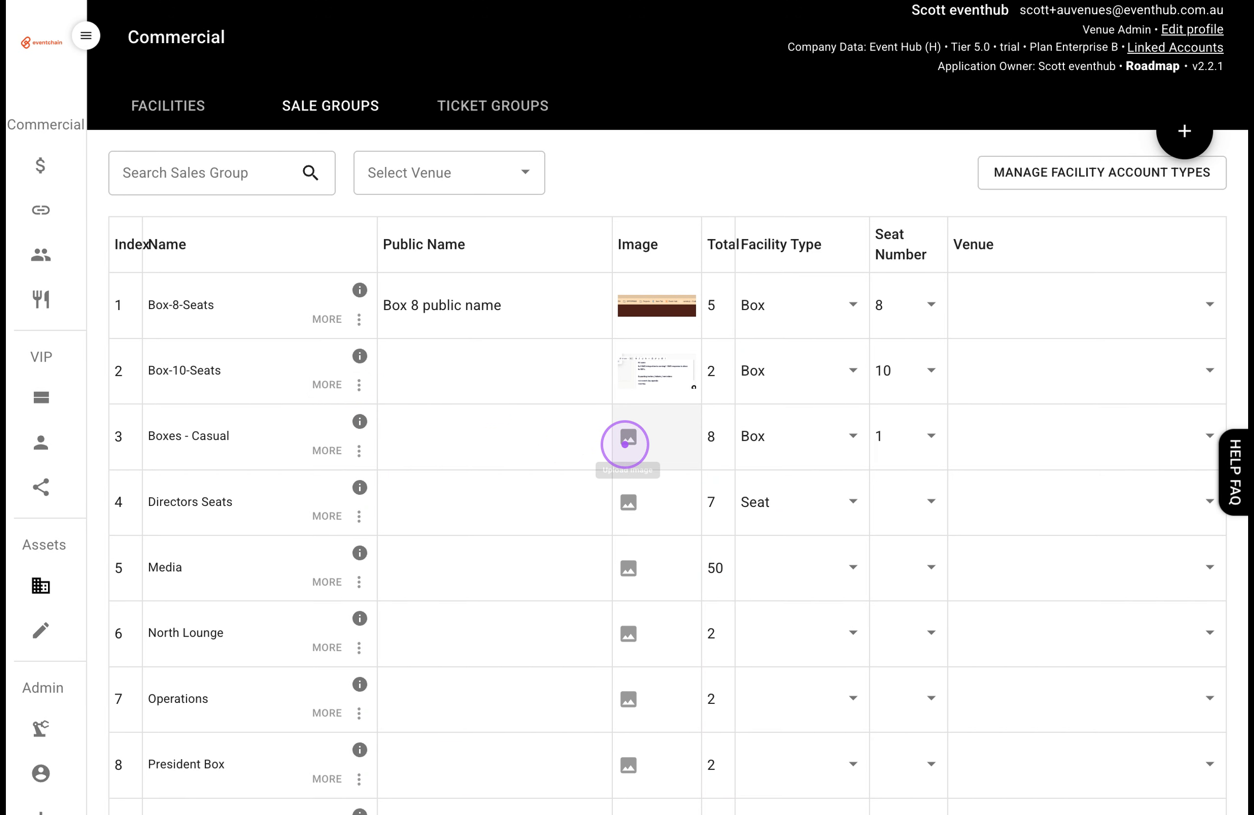 Open the image manager for a sale group