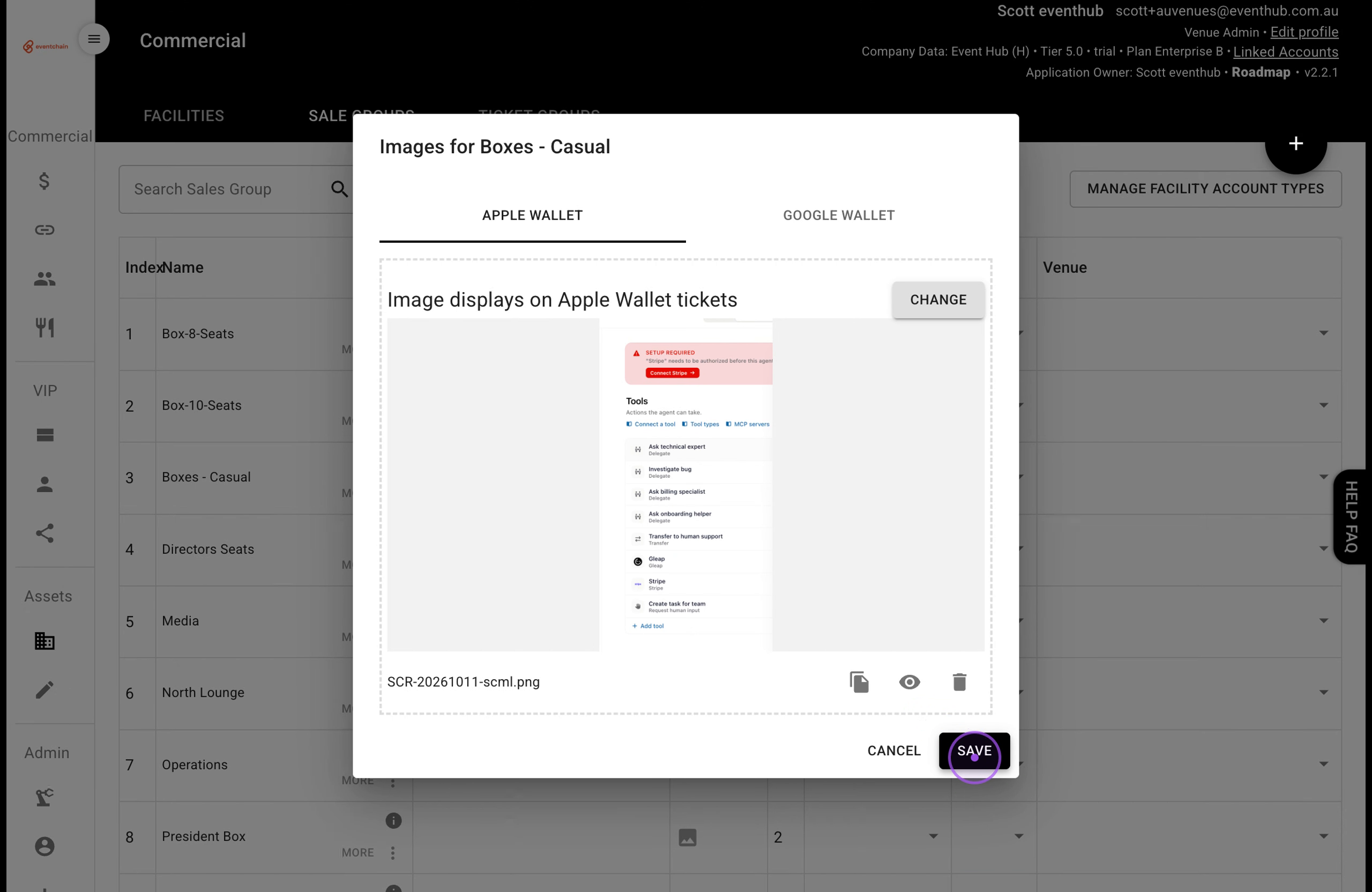 Upload and save the wallet image