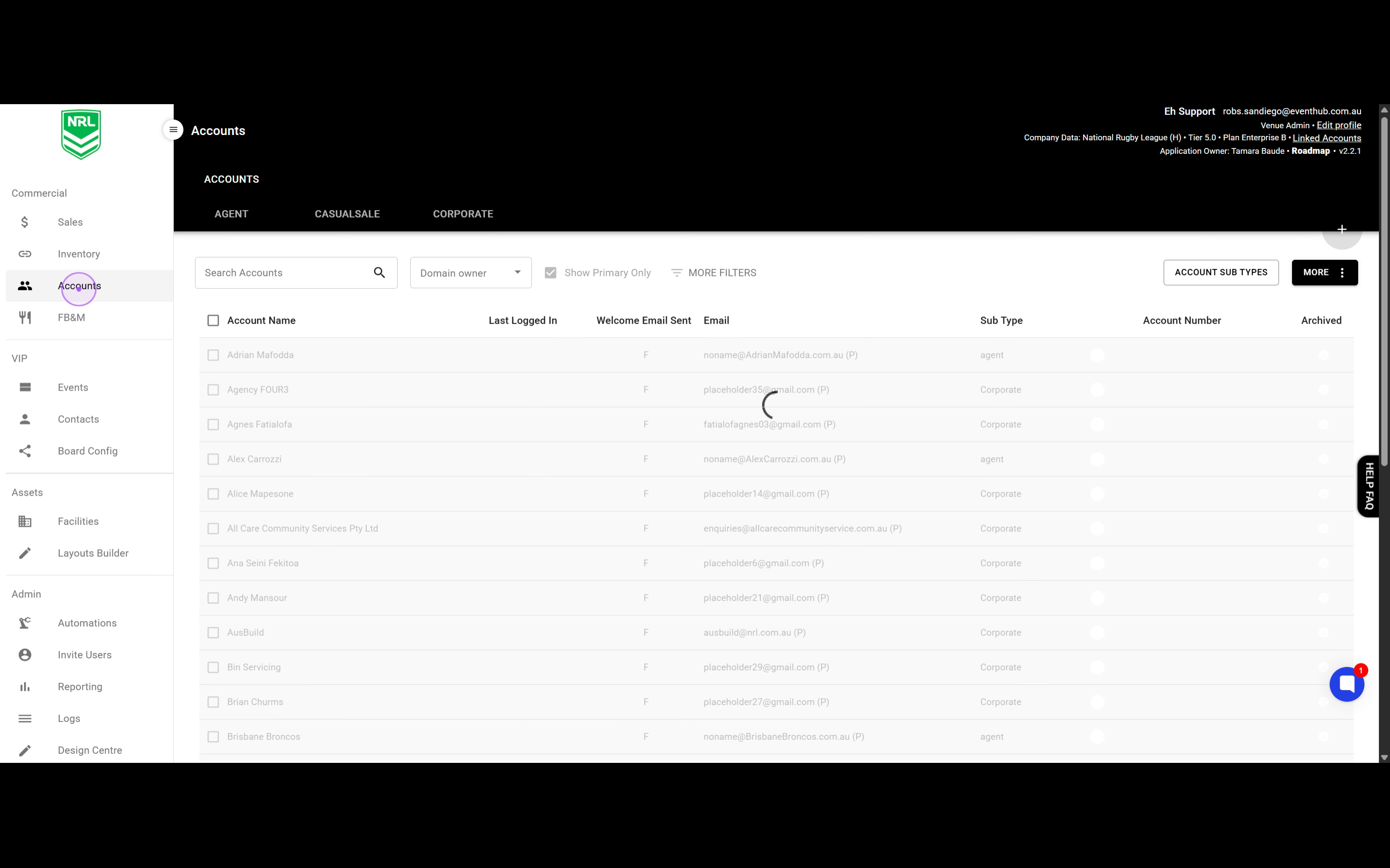 Navigate to the Accounts section