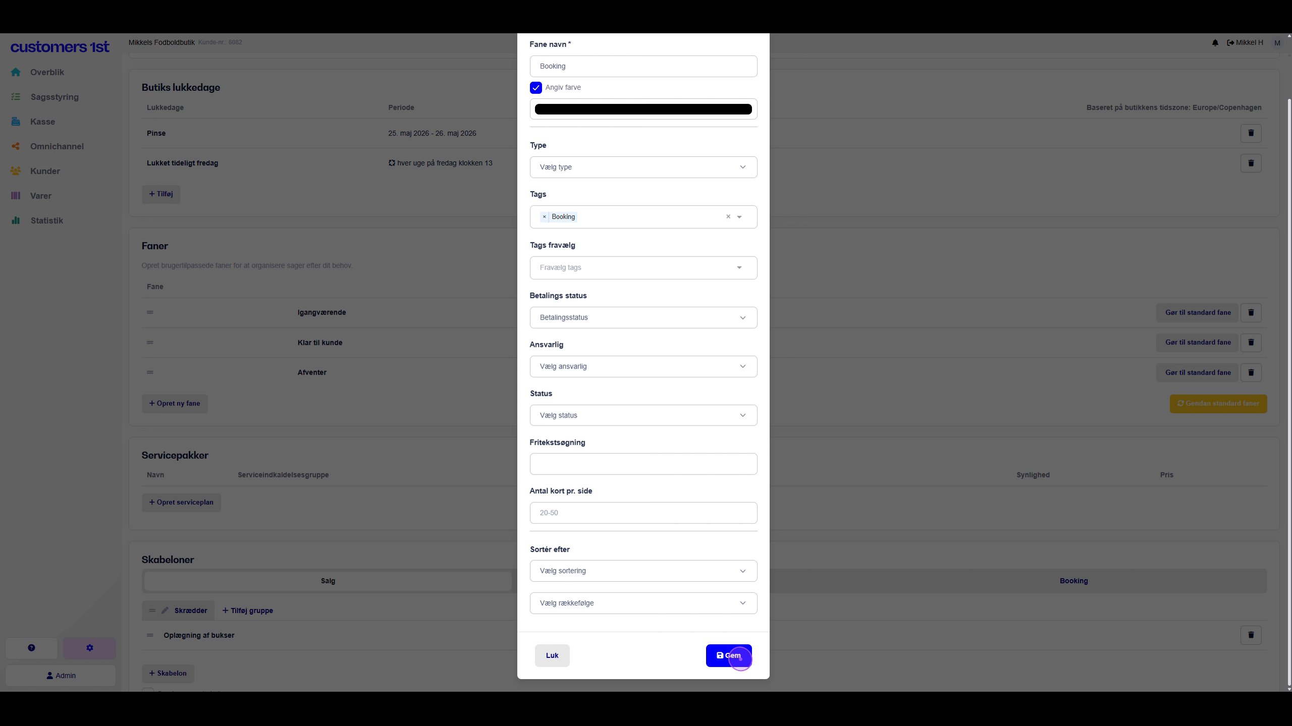 Create a custom tab for Booking