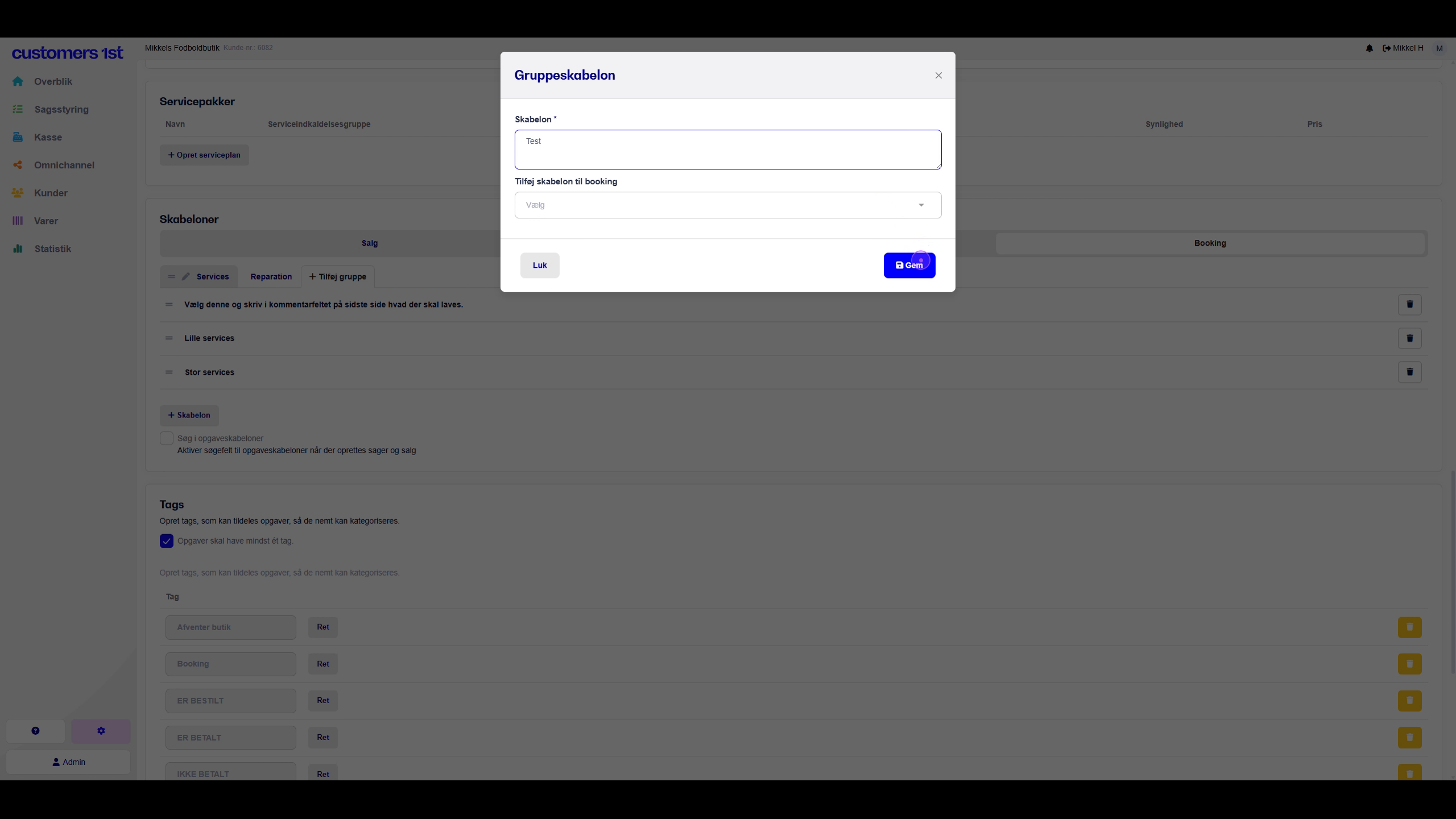 Create template groups for booking