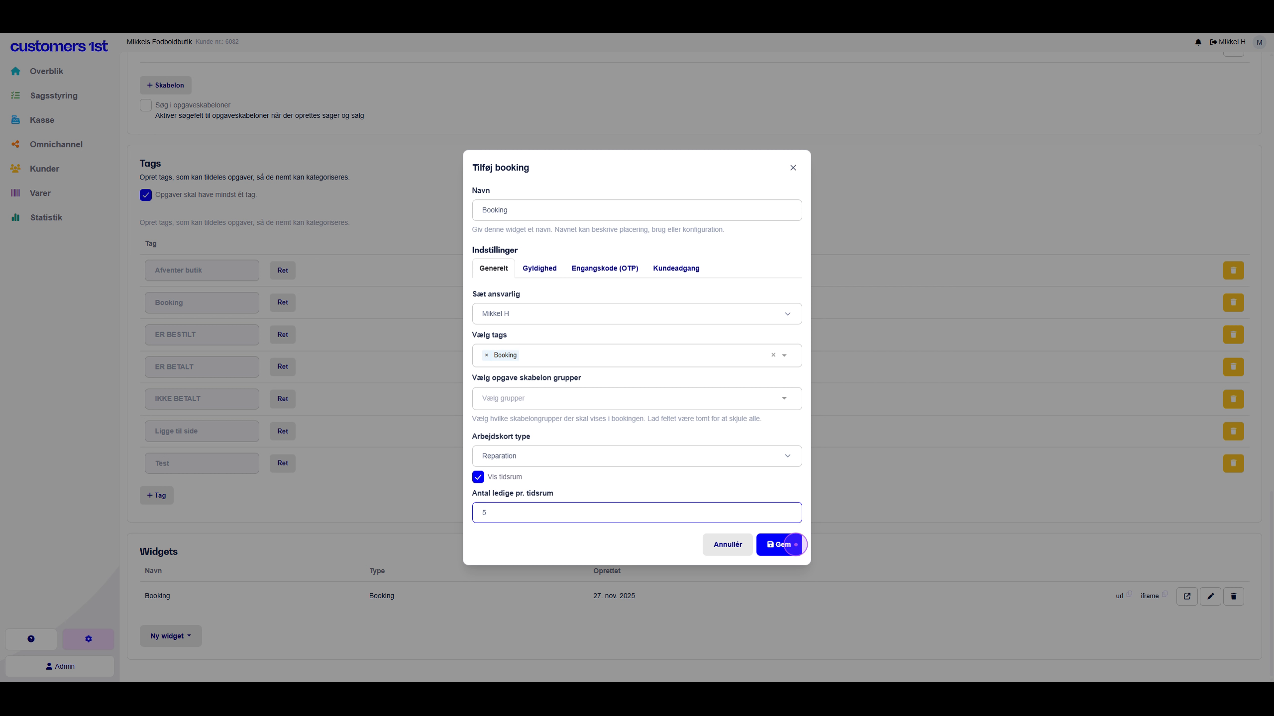 Create a booking widget