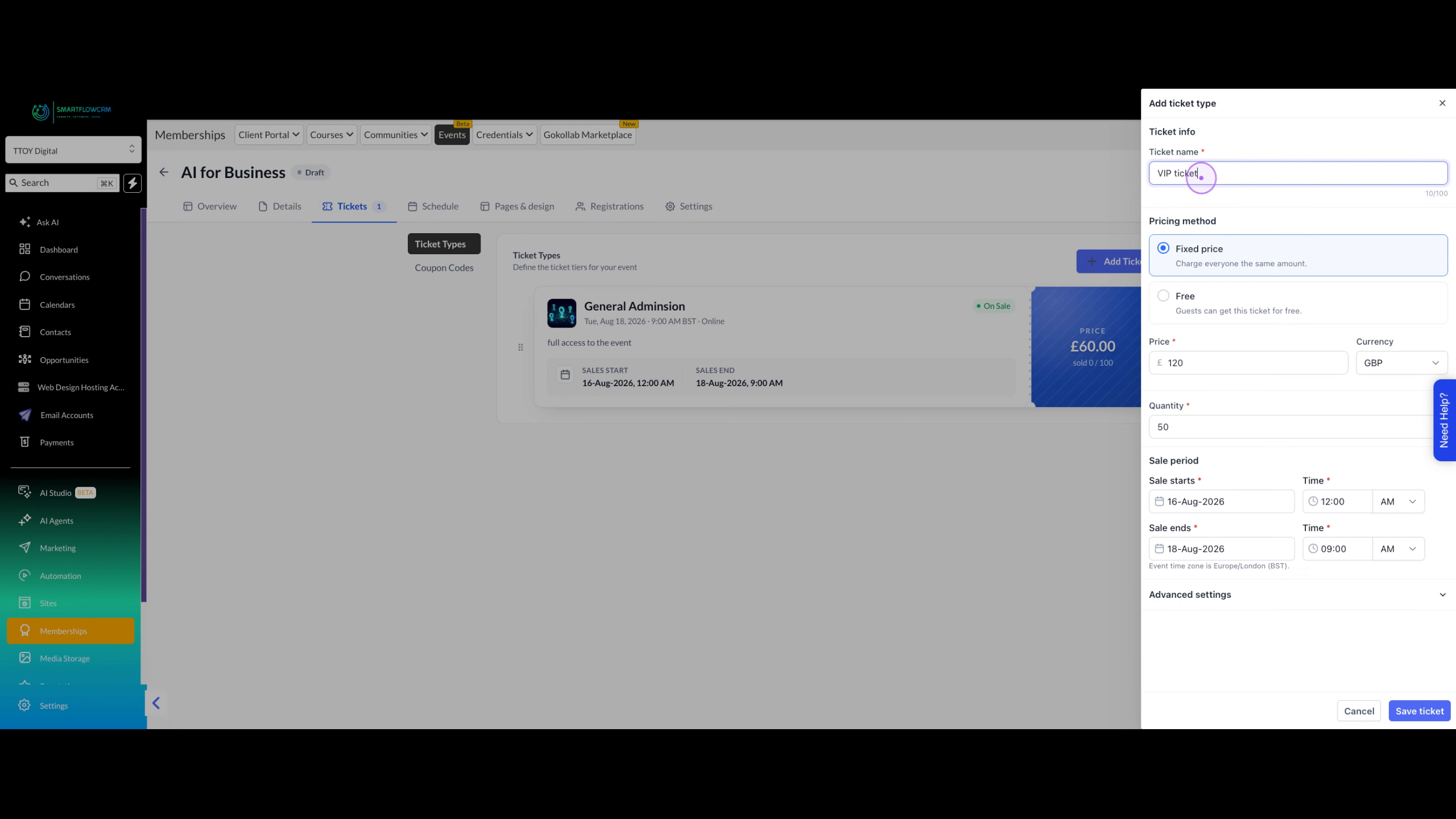 Create a VIP Ticket Tier