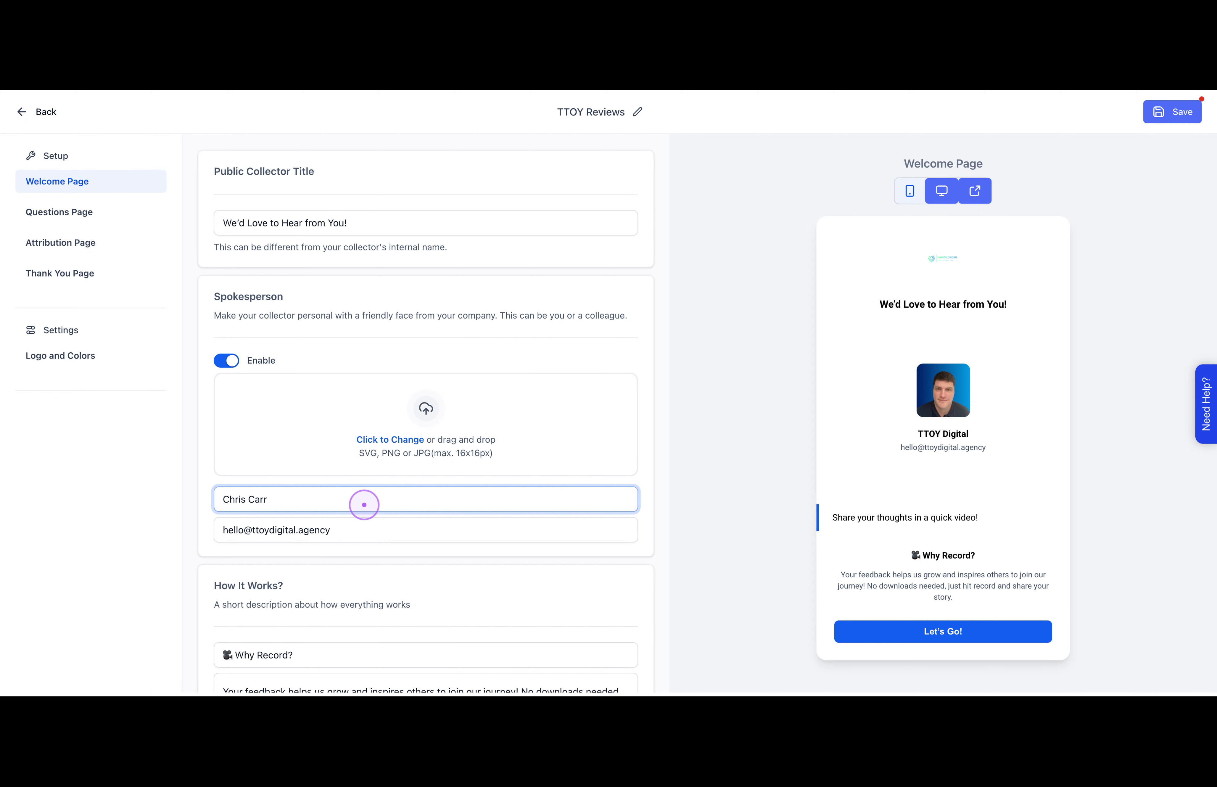Configure the Welcome Page