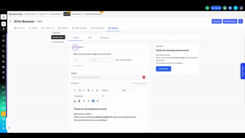 Enable Post-Event Follow-up