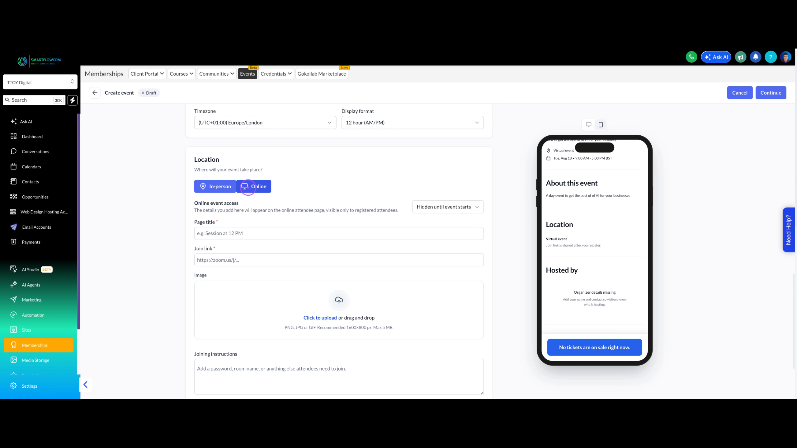 Select Online Location