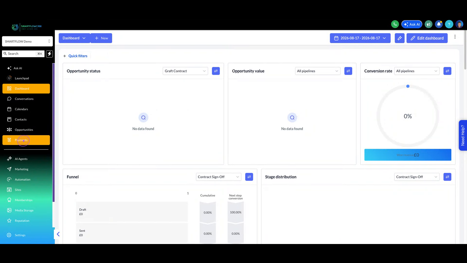 Navigate to the Payments section