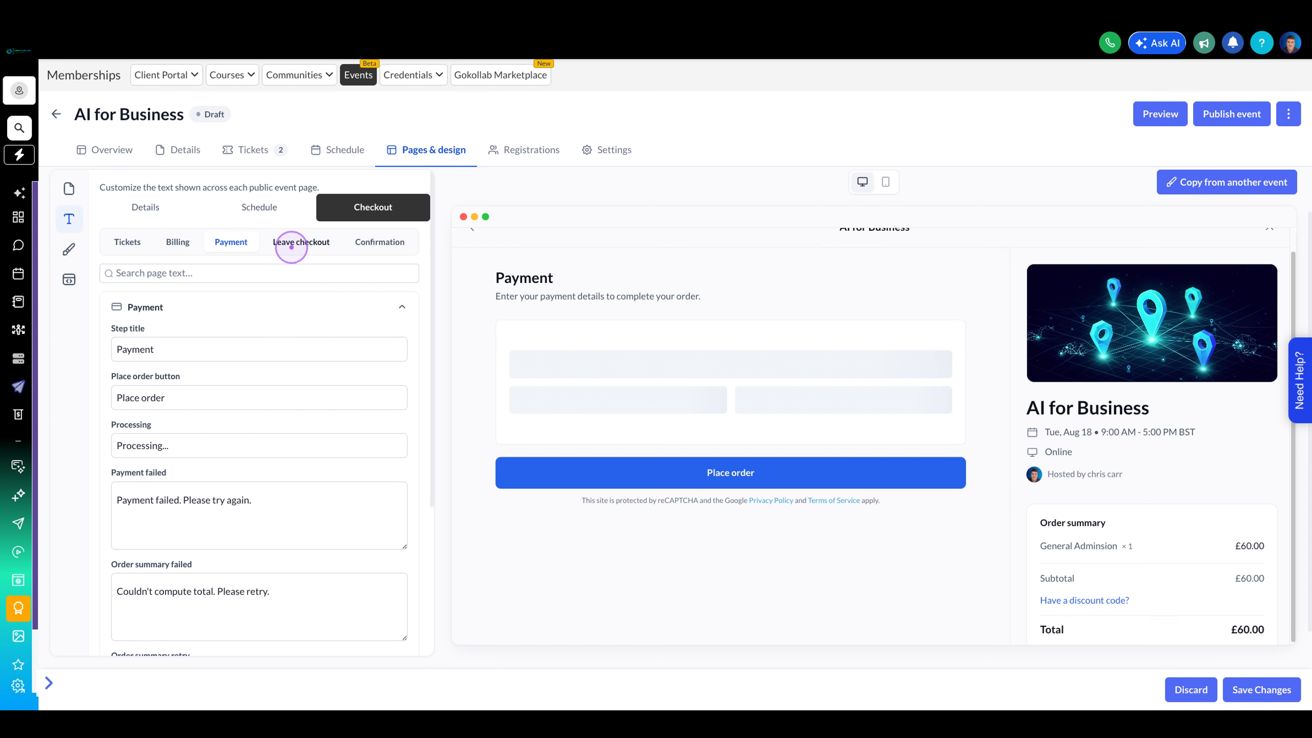 Review Leave checkout dialog text