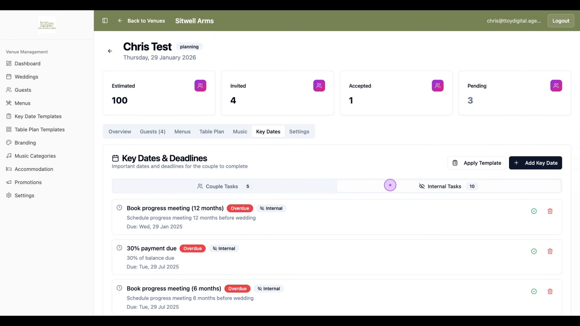 Monitor Key Dates and Tasks