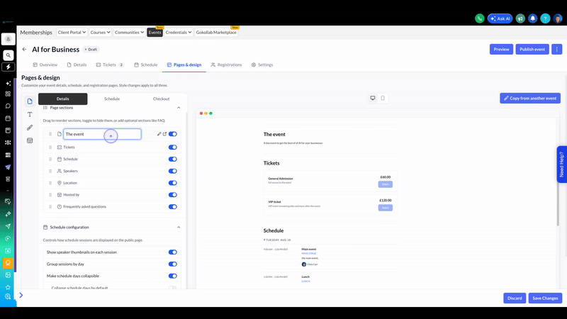 Reorder page sections