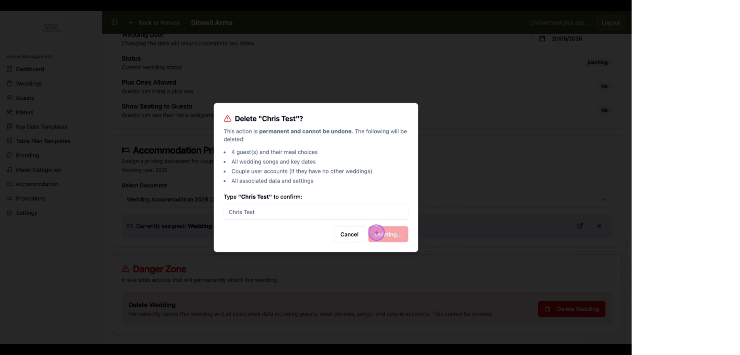 Confirm permanent deletion