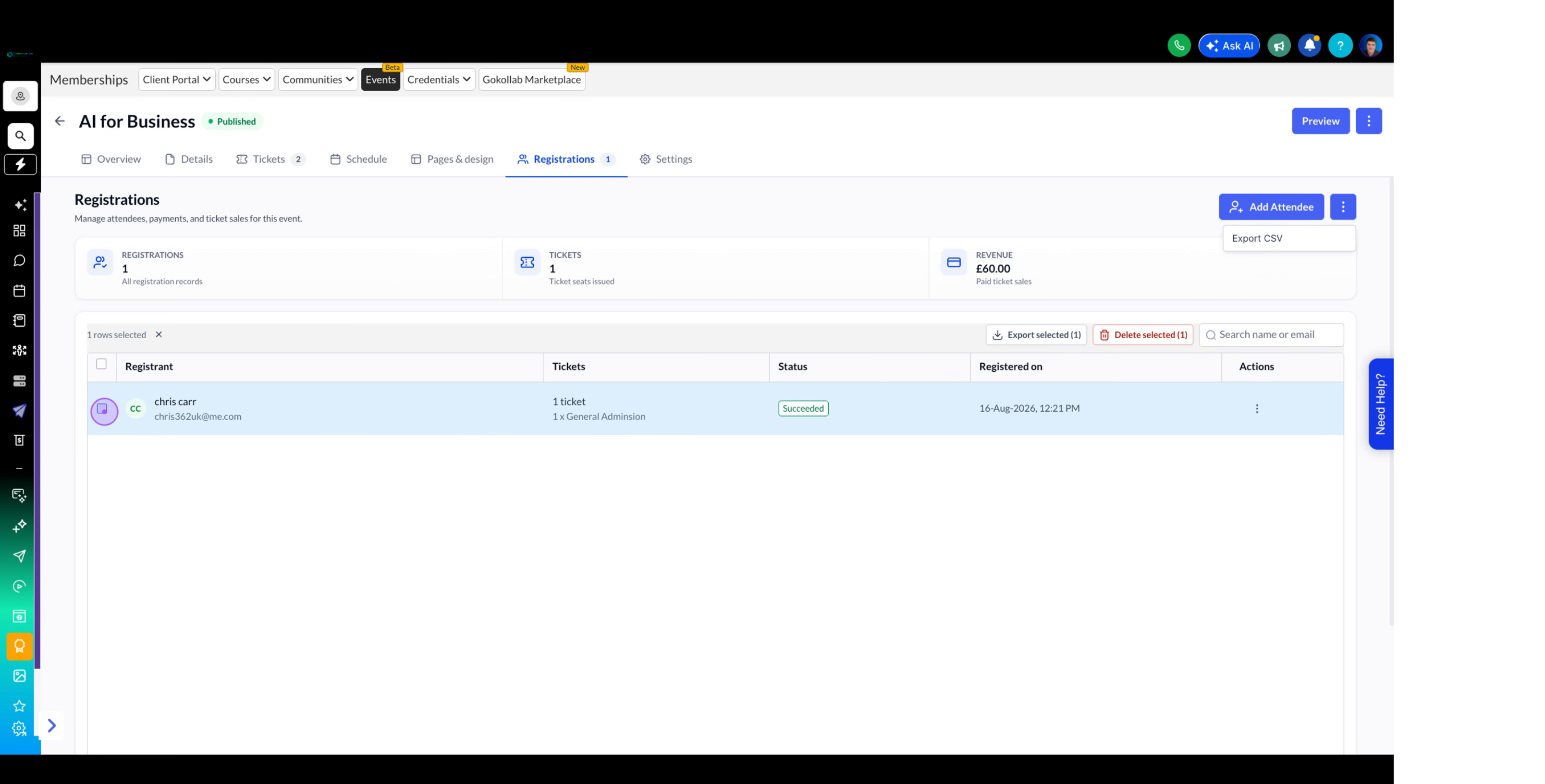 Perform bulk actions on registrations